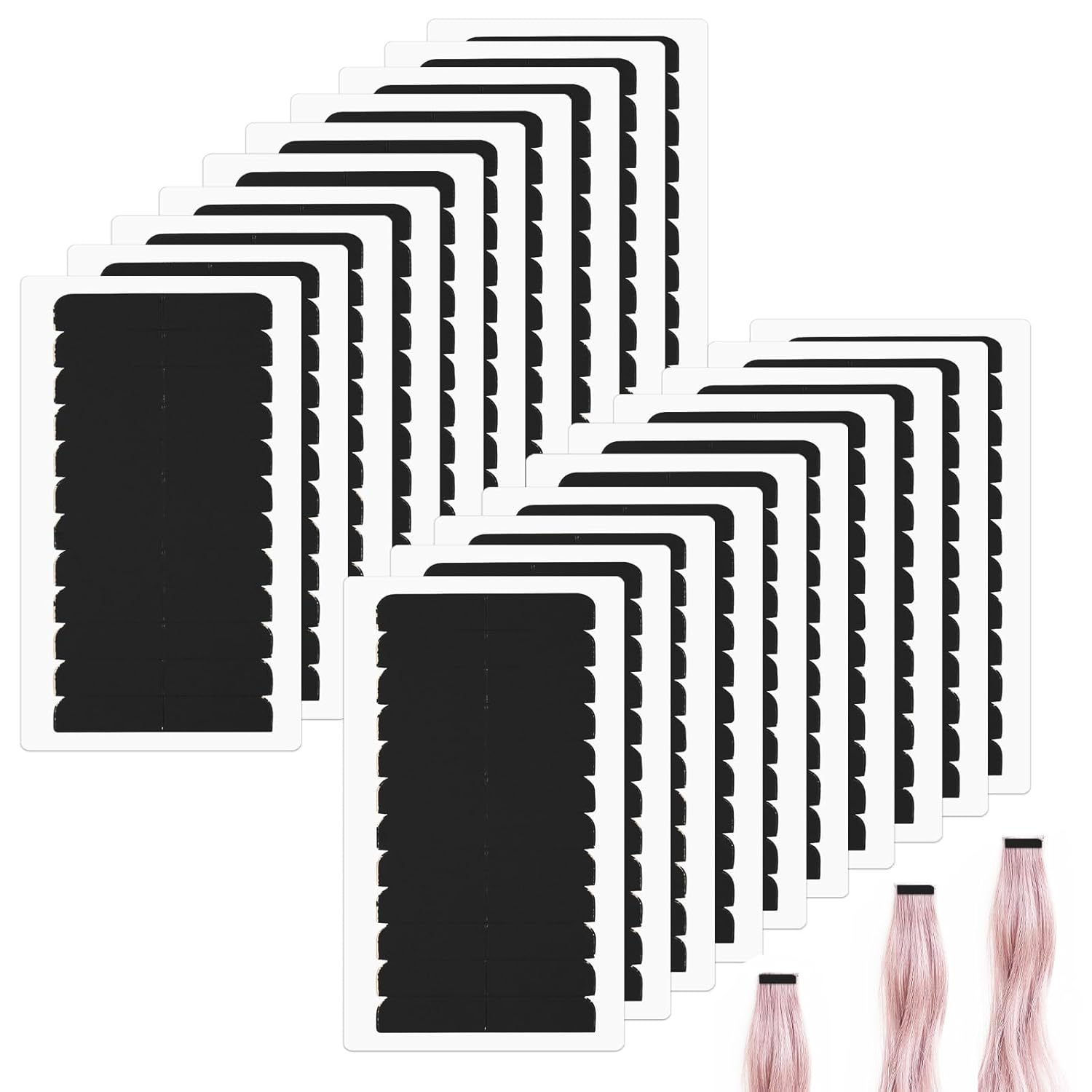 240Pcs Double Sided Hair Tape Human, Hair Extension Tape, Human Hair Tape Tabs Tape in Extension Replacement Tape Wig Tape, Adhesive Replacement Tape for Hair Extensions Wig Tape Beauty Tools(Black) - Image 1