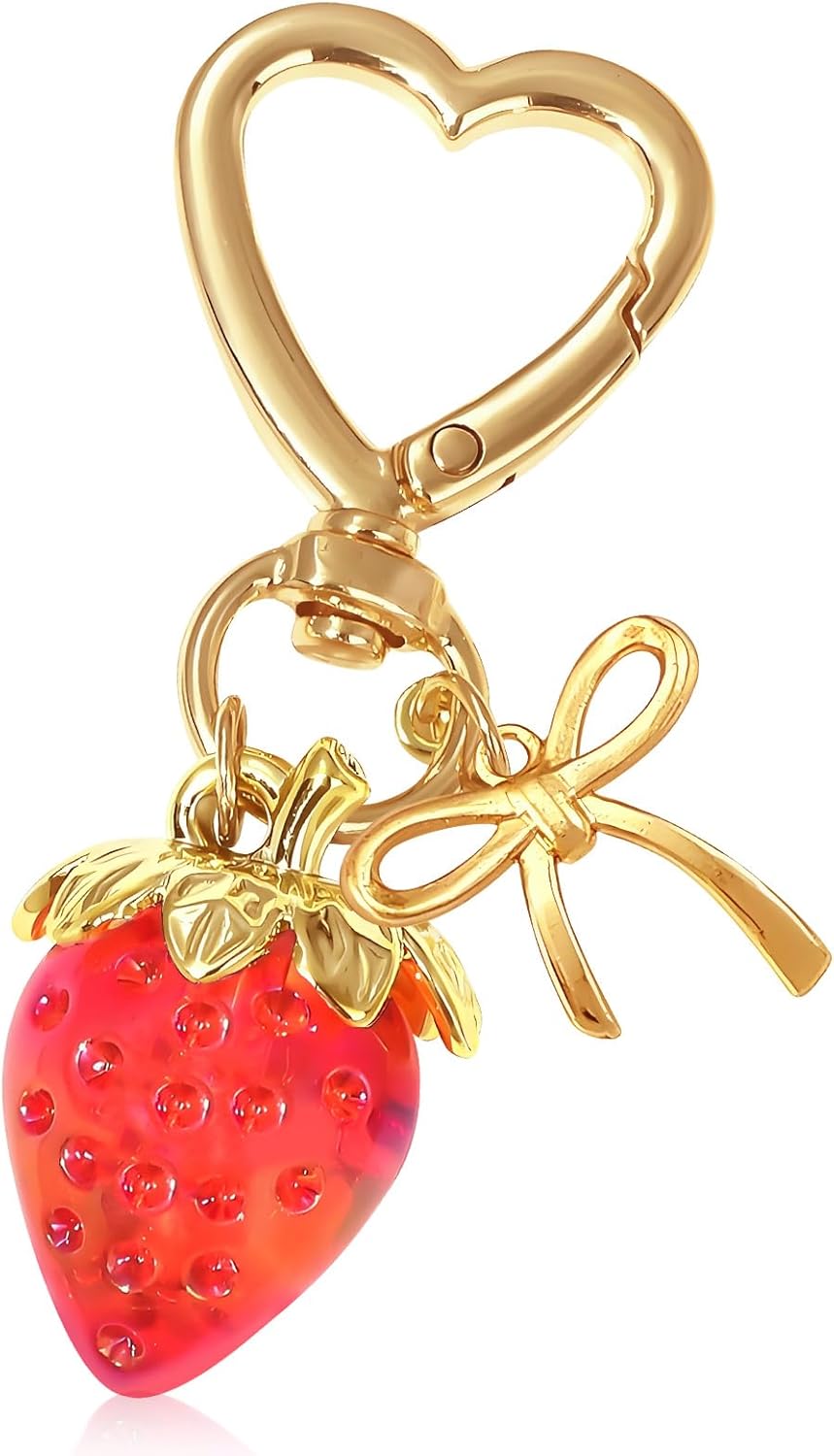 Beautiful Strawberry Keychain Supplies Hanging Bag Charms for Girls, Cute Purse Charms Gifts for Women, Strawberry Charm Decorations, Cute Keychains Accessories for Ladies' Bags and Key Holders - Image 1