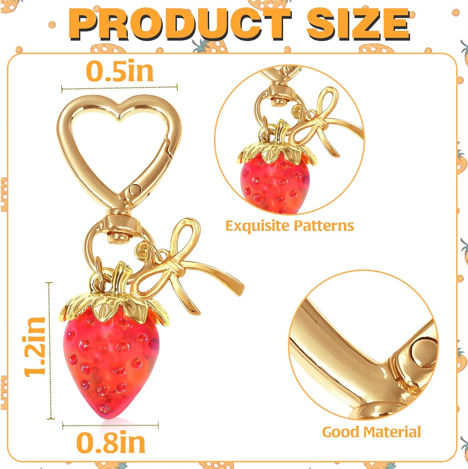Beautiful Strawberry Keychain Supplies Hanging Bag Charms for Girls, Cute Purse Charms Gifts for Women, Strawberry Charm Decorations, Cute Keychains Accessories for Ladies' Bags and Key Holders - Image 2