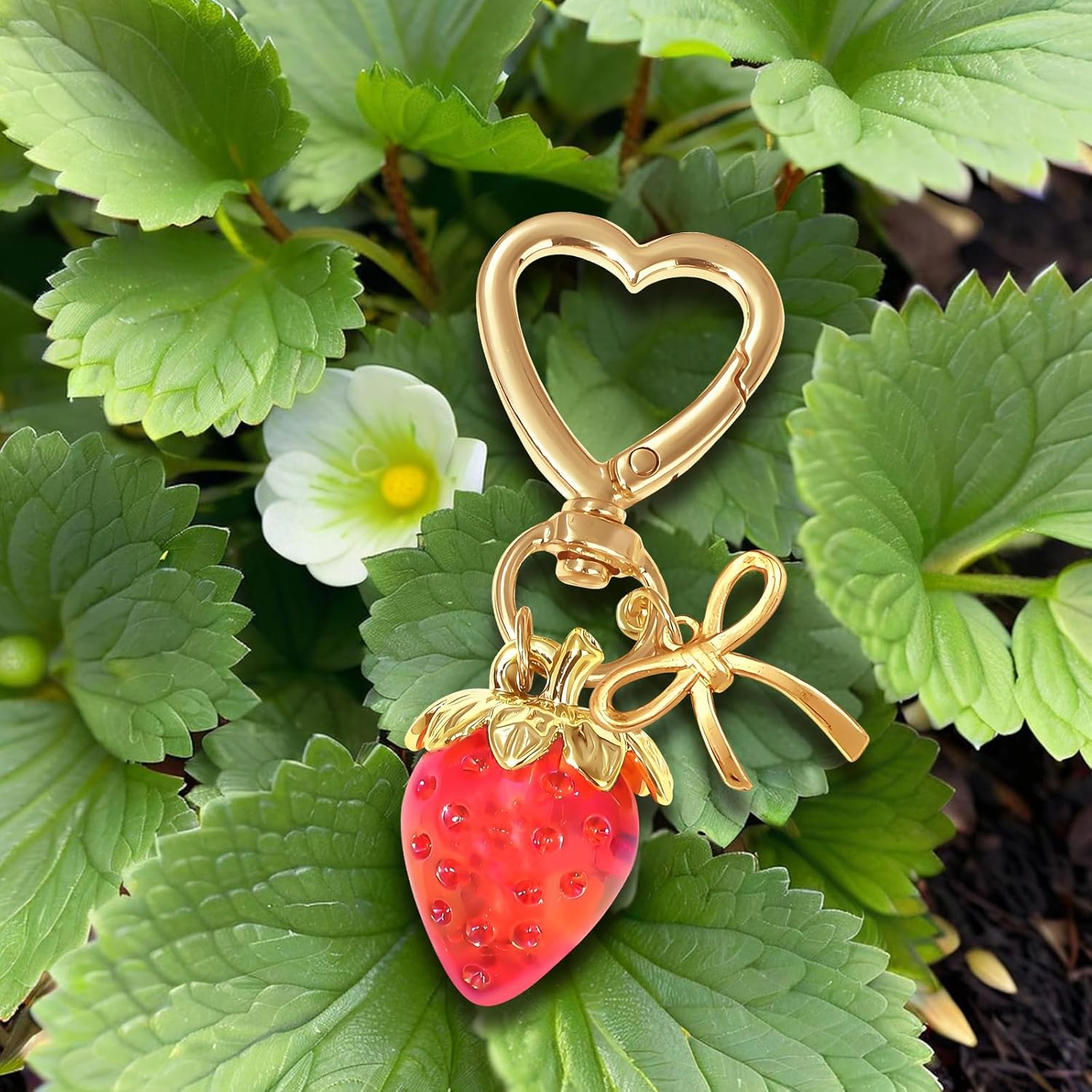 Beautiful Strawberry Keychain Supplies Hanging Bag Charms for Girls, Cute Purse Charms Gifts for Women, Strawberry Charm Decorations, Cute Keychains Accessories for Ladies' Bags and Key Holders - Image 3