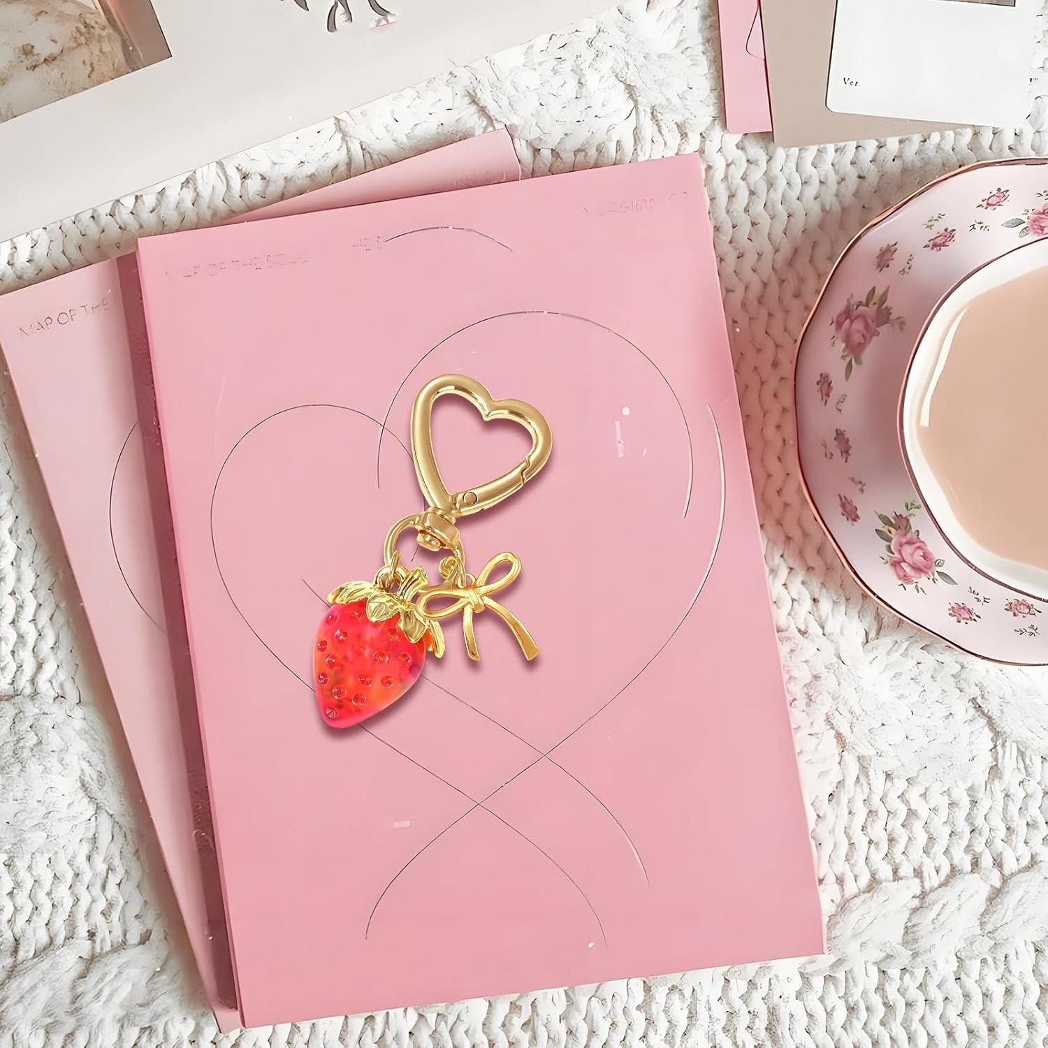 Beautiful Strawberry Keychain Supplies Hanging Bag Charms for Girls, Cute Purse Charms Gifts for Women, Strawberry Charm Decorations, Cute Keychains Accessories for Ladies' Bags and Key Holders - Image 6