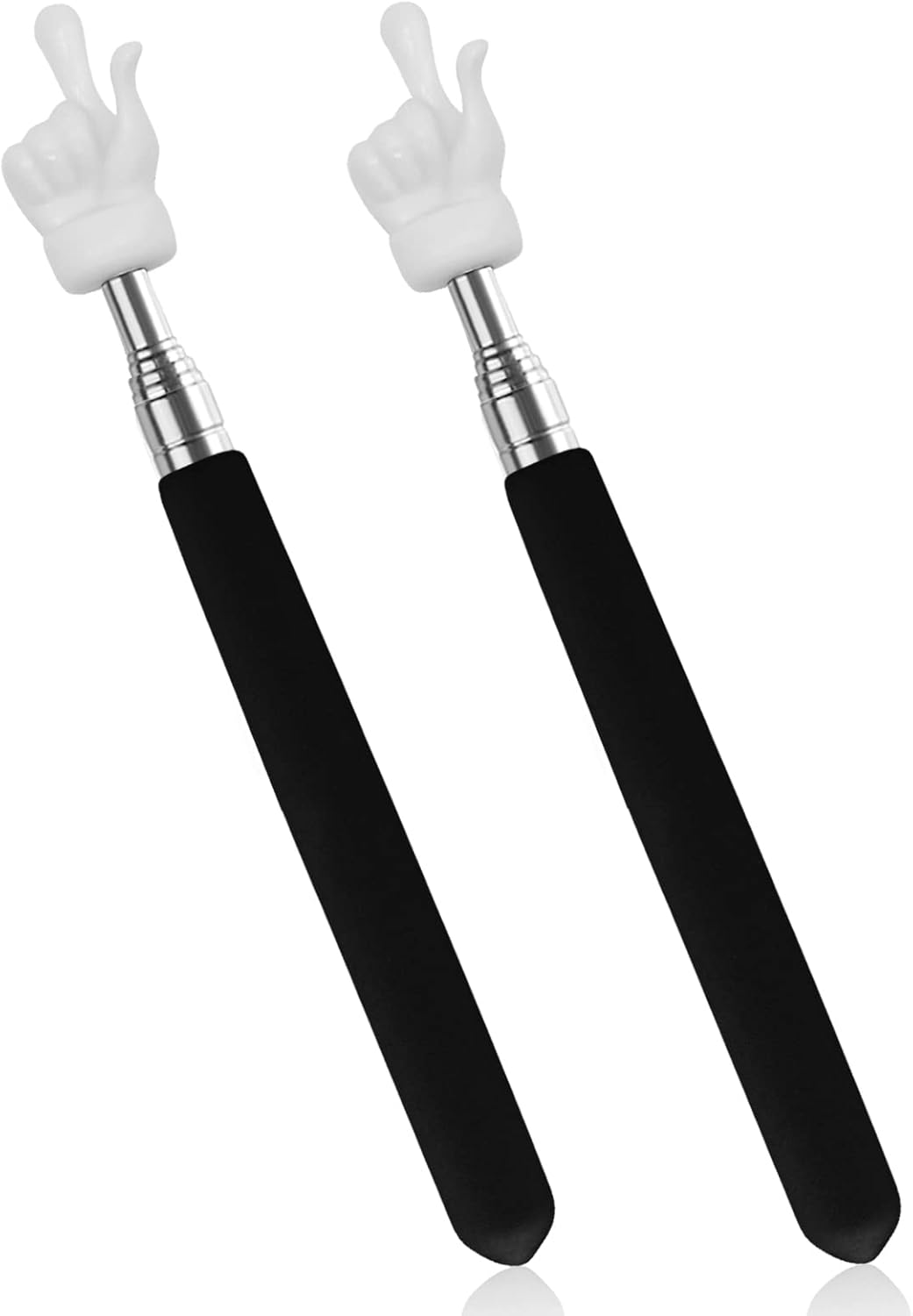 2Pcs Telescopic Teachers Pointer, Extendable Hand Pointer Finger Pointer Stick, Mini Retractable Classroom Pointer for Elementary School Kindergarten Teacher, Classroom Supplies (Black) - Image 1