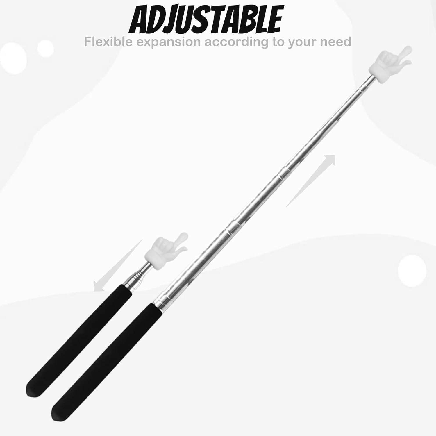 2Pcs Telescopic Teachers Pointer, Extendable Hand Pointer Finger Pointer Stick, Mini Retractable Classroom Pointer for Elementary School Kindergarten Teacher, Classroom Supplies (Black) - Image 3