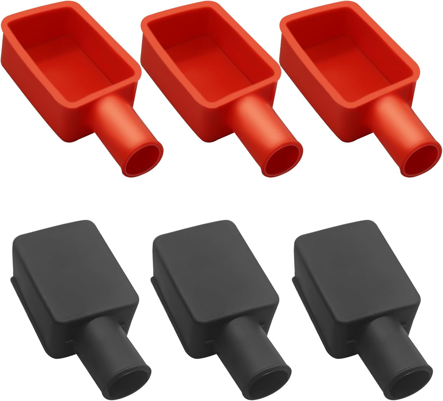6Pcs Battery Terminal Cover, Battery Terminal Protector, Car Insulating Battery Cover, Soft Rubber Positive and Negative Poles Stud Covers Connector Top Post Cap for Car Motorcycle Truck (Red/Black) - Image 1