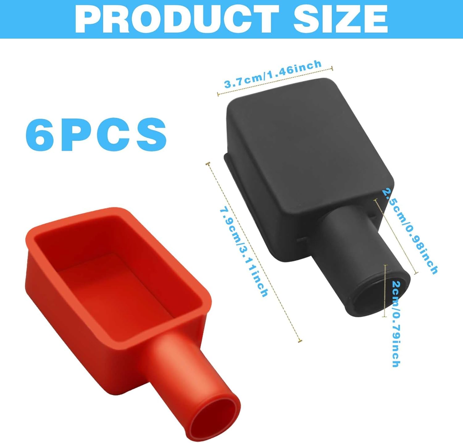 6Pcs Battery Terminal Cover, Battery Terminal Protector, Car Insulating Battery Cover, Soft Rubber Positive and Negative Poles Stud Covers Connector Top Post Cap for Car Motorcycle Truck (Red/Black) - Image 7