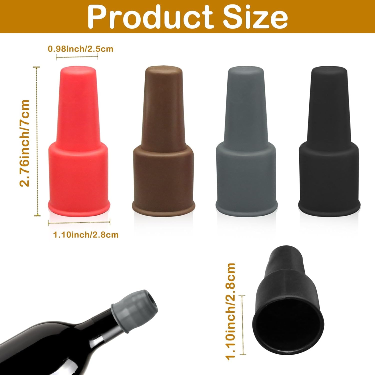 8Pcs Silicone Wine Stopper for Wine Bottles, Reusable Sparkling Wine Bottle Stopper, Silicone Wine Seal Stopper, Wine Bottle Cover Caps to Keep Wine Fresh, Beer Champagne Stopper Home Use(4 Colors) - Image 2