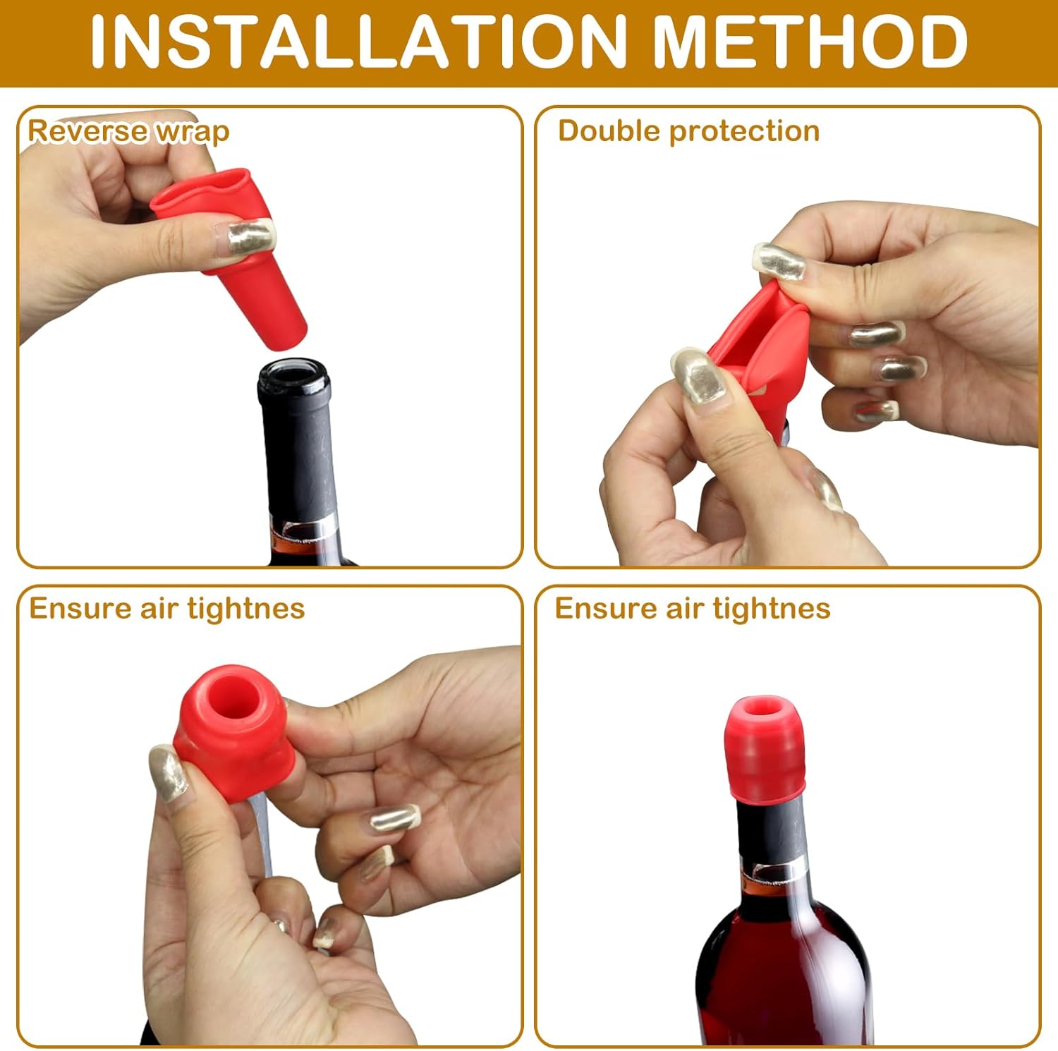 8Pcs Silicone Wine Stopper for Wine Bottles, Reusable Sparkling Wine Bottle Stopper, Silicone Wine Seal Stopper, Wine Bottle Cover Caps to Keep Wine Fresh, Beer Champagne Stopper Home Use(4 Colors) - Image 3