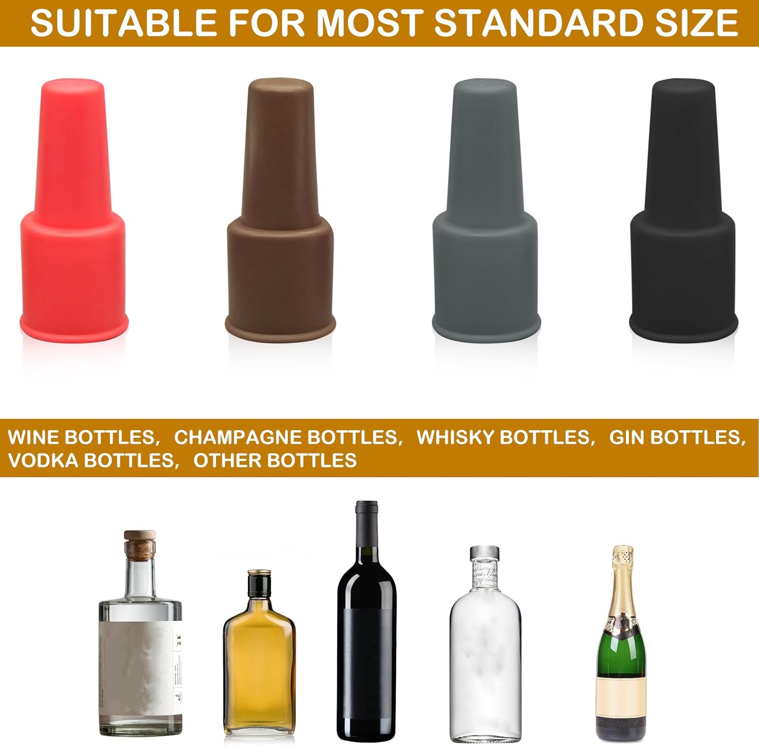 8Pcs Silicone Wine Stopper for Wine Bottles, Reusable Sparkling Wine Bottle Stopper, Silicone Wine Seal Stopper, Wine Bottle Cover Caps to Keep Wine Fresh, Beer Champagne Stopper Home Use(4 Colors) - Image 6