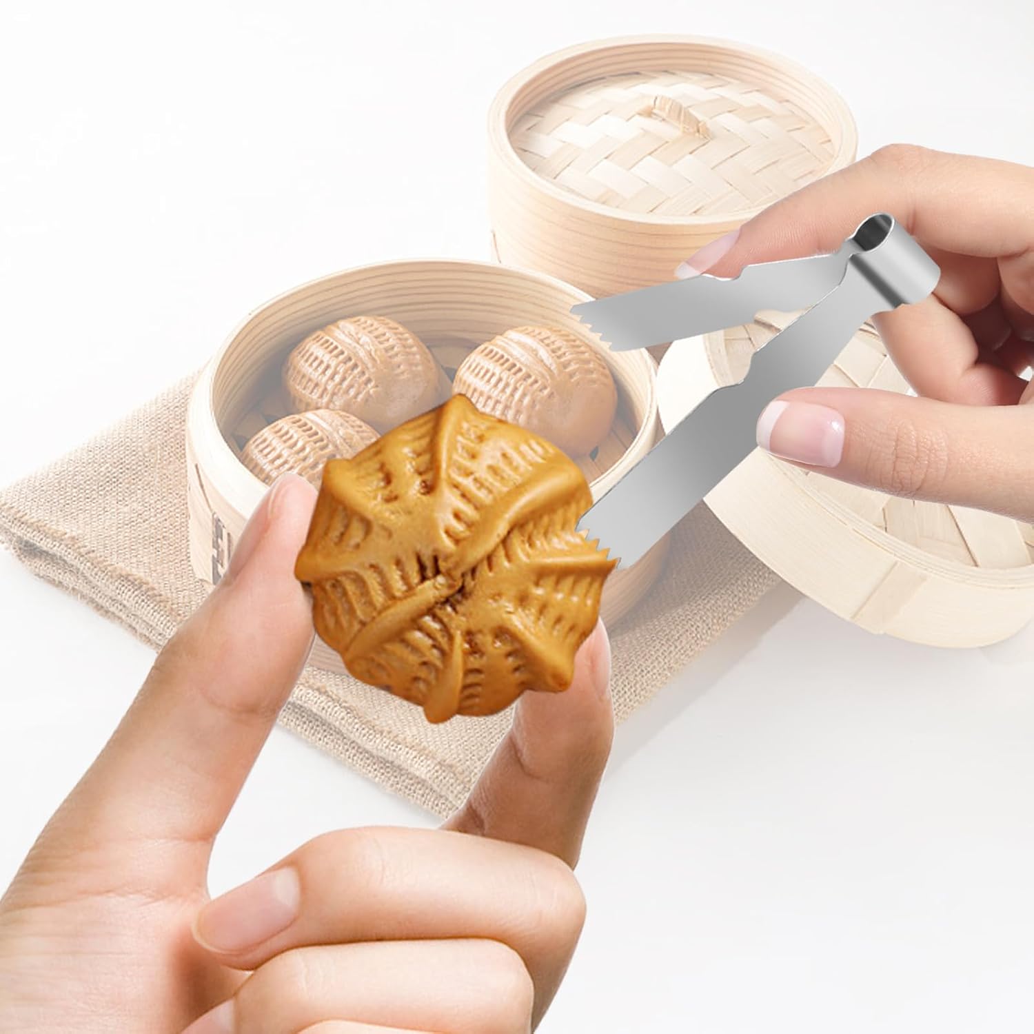 2Pcs Maamoul Tweezers Tongs, Maggash Manqat Pastry Tools Cookie Maker Dough Scraper Press, Stainless Steel Pastry Tongs Baking Crimper Tool for Decorating and Sealing Cookies, Shakarbura, Pie Crusts - Image 5