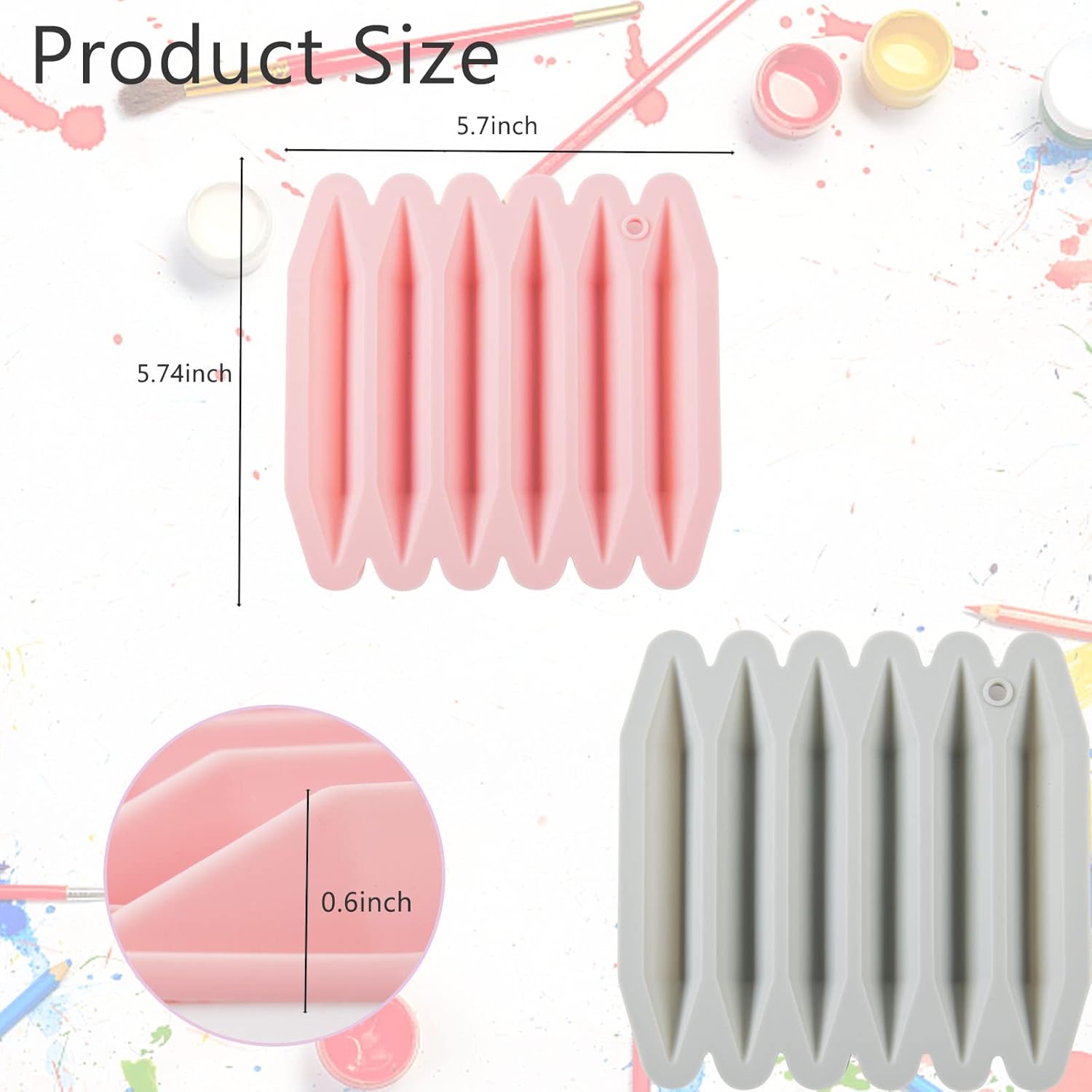 2 Pcs Crayon Mold Crayon Recycling Mold Cavity Double Tipped 3D Melted Crayon Molds Pure Silicone Oven DIY Crayon Shaped Mold Reusable Triangular Crayon Molds for DIY Making - Image 3