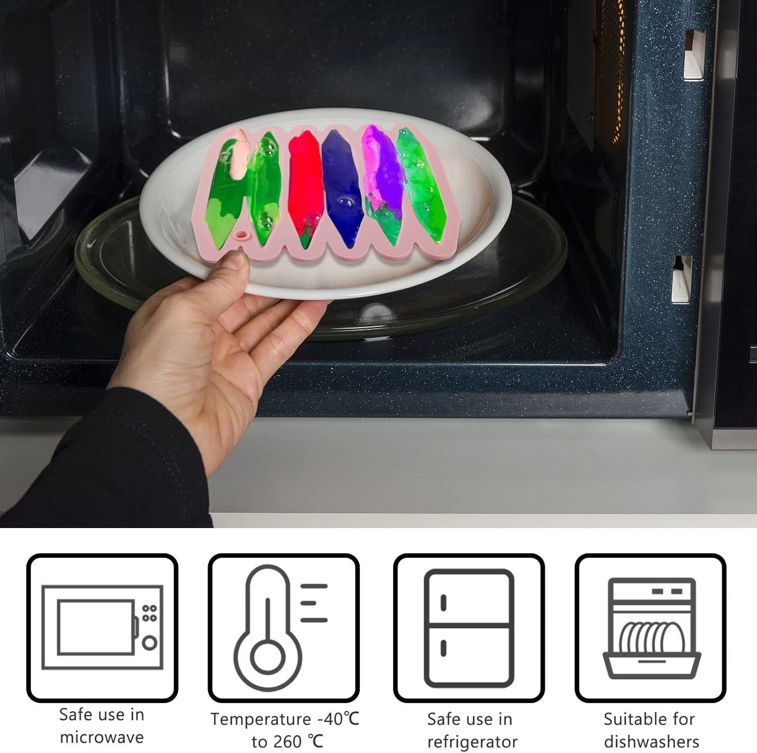 2 Pcs Crayon Mold Crayon Recycling Mold Cavity Double Tipped 3D Melted Crayon Molds Pure Silicone Oven DIY Crayon Shaped Mold Reusable Triangular Crayon Molds for DIY Making - Image 6