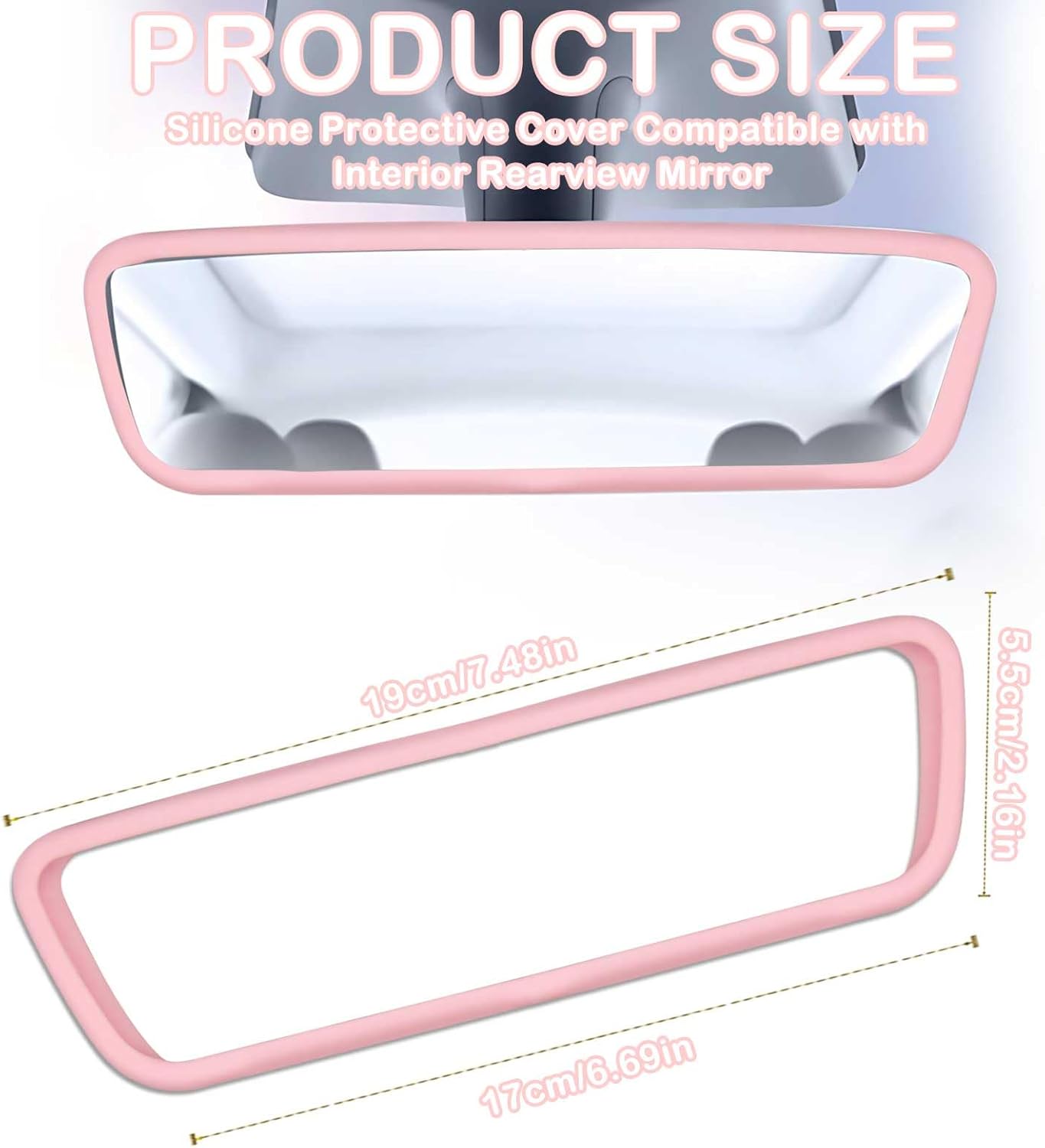 Rear View Mirror Cover Accessories, Car Protector Frame Silicone Automotive Mirror Frame Compatible with Modol 3 Y, Pink Car Accessories (Pink) - Image 2