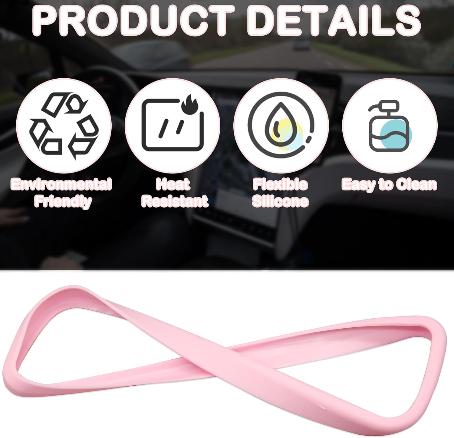 Rear View Mirror Cover Accessories, Car Protector Frame Silicone Automotive Mirror Frame Compatible with Modol 3 Y, Pink Car Accessories (Pink) - Image 3