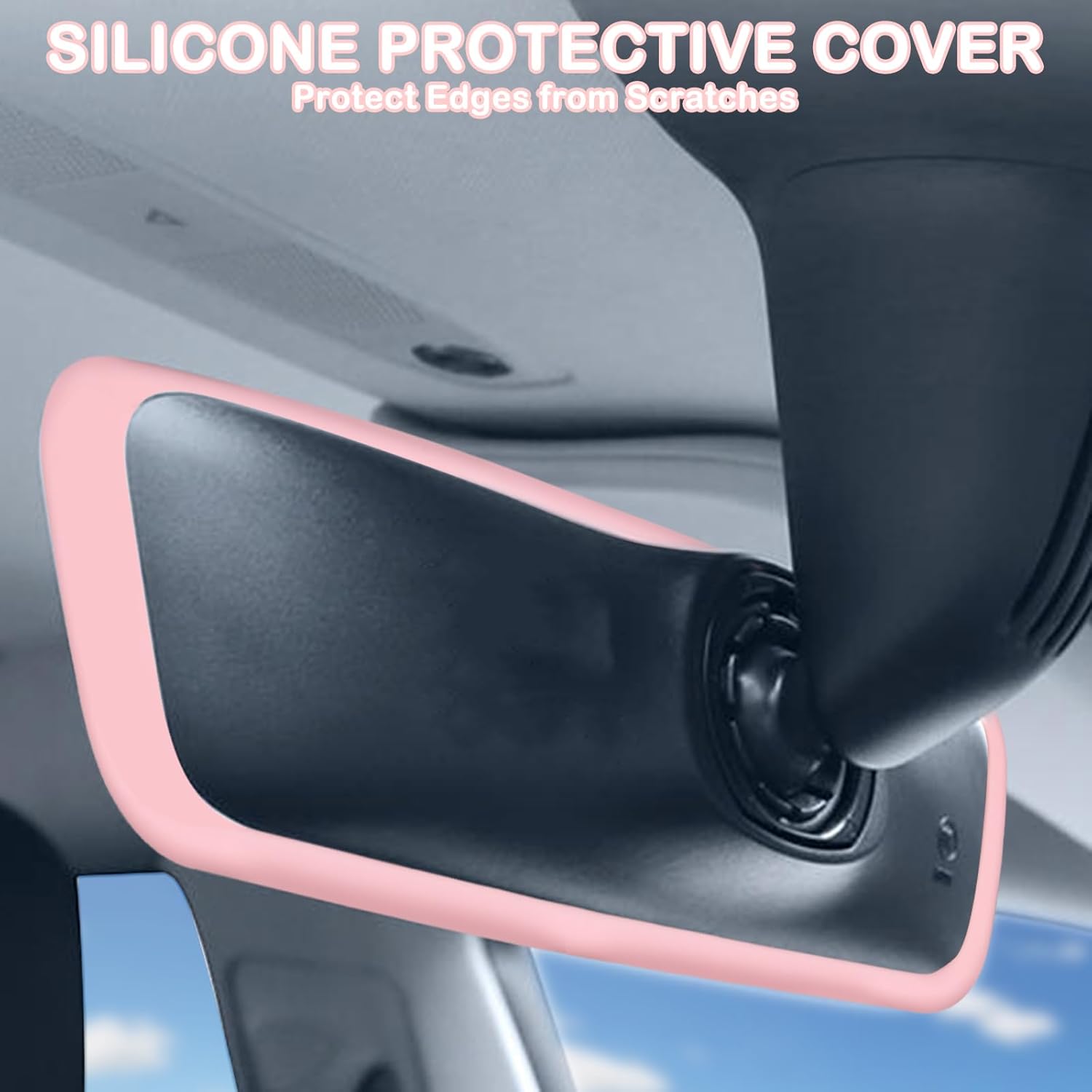 Rear View Mirror Cover Accessories, Car Protector Frame Silicone Automotive Mirror Frame Compatible with Modol 3 Y, Pink Car Accessories (Pink) - Image 6