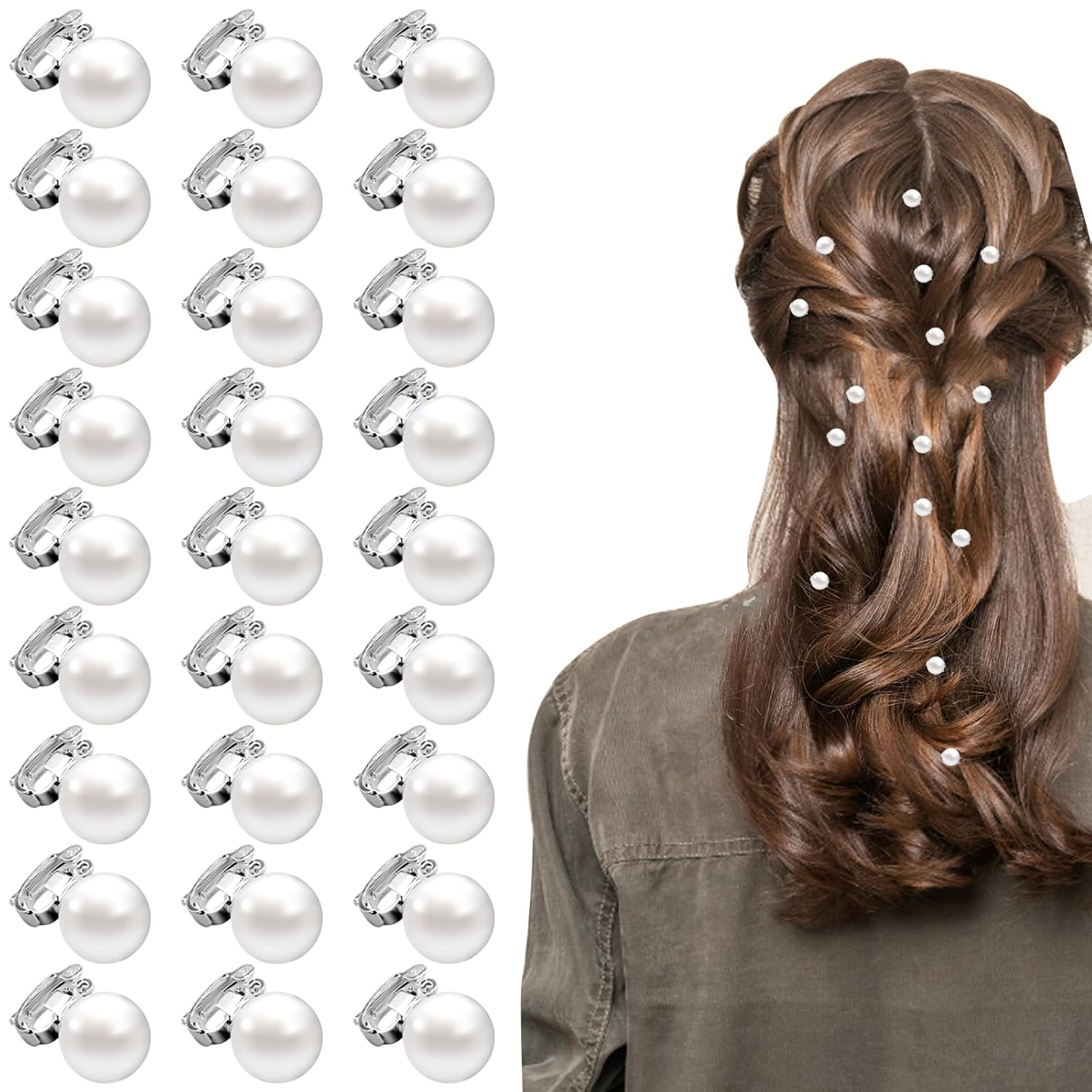 White Pearl Hair Clips and Barrettes Set - 30Pcs Mini Bobby Pins, Cute Pearl Hair Accessories for Women, Girls, Brides - Image 1