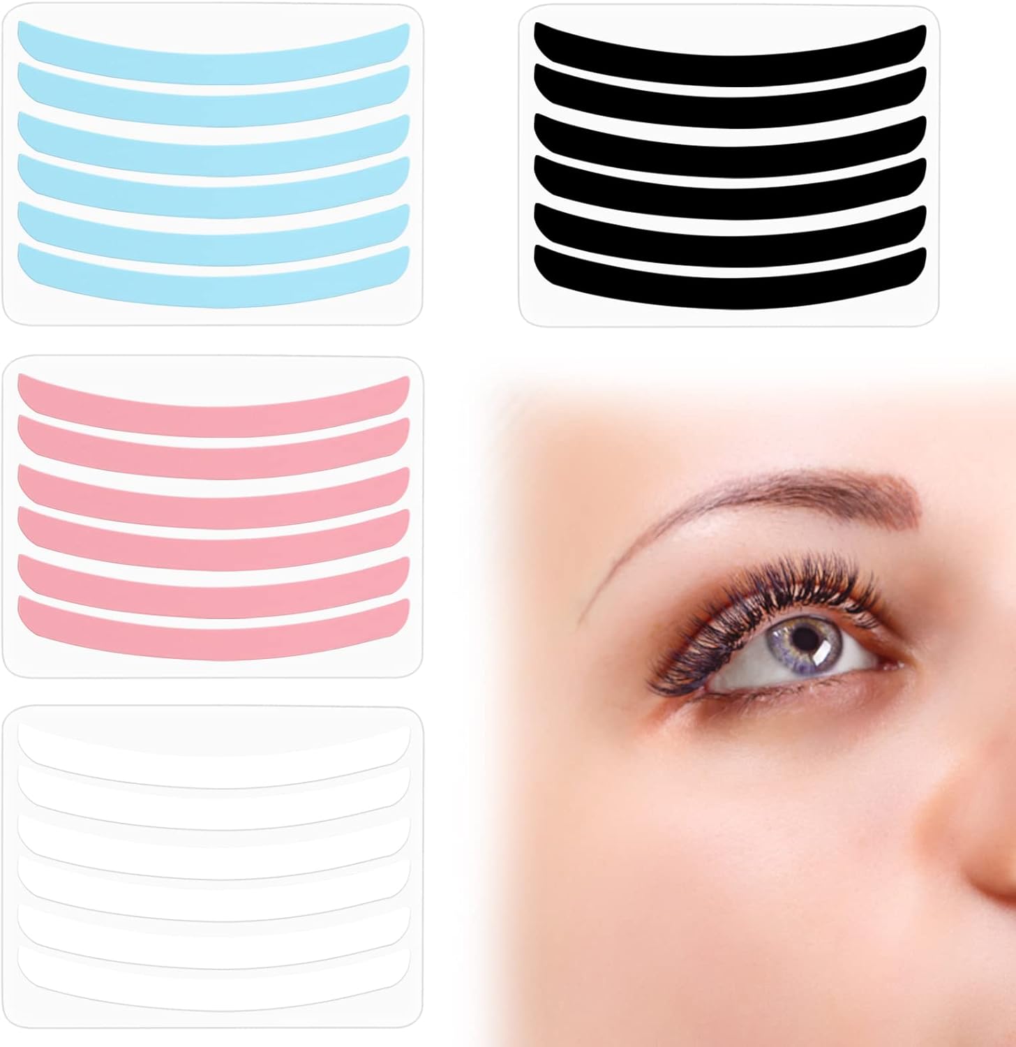 24Pcs Lash Lift Rods Ribbon Kit, Reusable Lash Lift Pads Lash Lift Tool, Soft Pads Silicone Perm Ribbon Eyelash Lifting Compensator, Eyelash Tapes Makeup Beauty Tools for Eyelashes Lifting (4 Colors) - Image 1