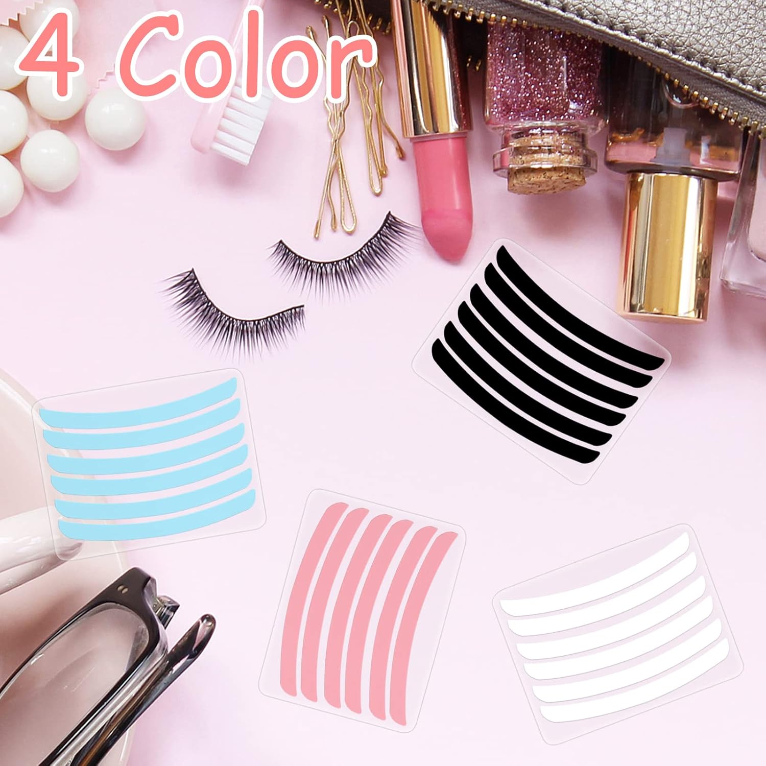 24Pcs Lash Lift Rods Ribbon Kit, Reusable Lash Lift Pads Lash Lift Tool, Soft Pads Silicone Perm Ribbon Eyelash Lifting Compensator, Eyelash Tapes Makeup Beauty Tools for Eyelashes Lifting (4 Colors) - Image 3