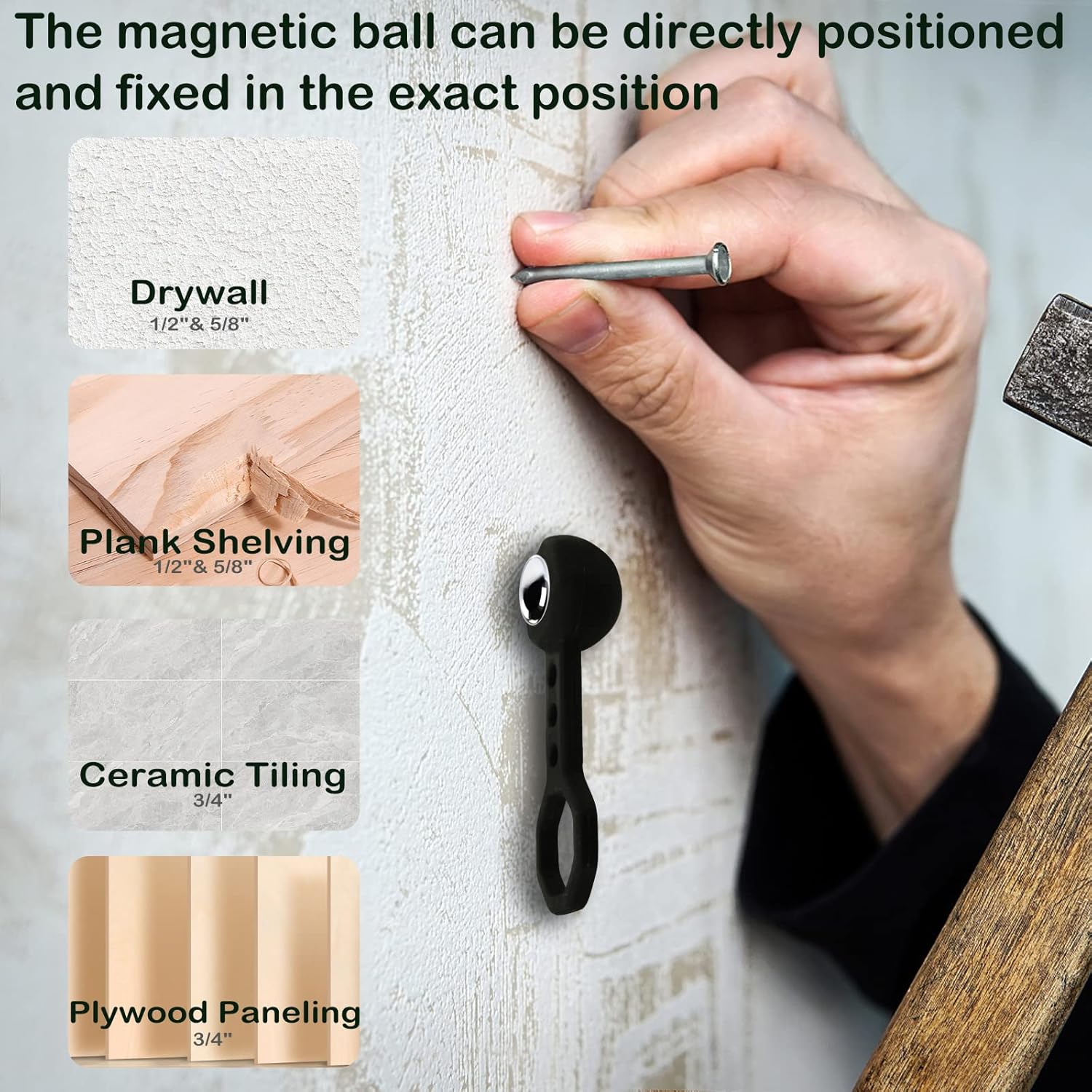 Stud Finder Wall Scanner, Magnetic Stud Finder With 27 Pounds of Pull Magnetic Power, No Batteries Required Wall Stud Finder Metal Stud Finder for Drywall, Wood, Plywood Paneling, Ceramic Tiling - Image 6