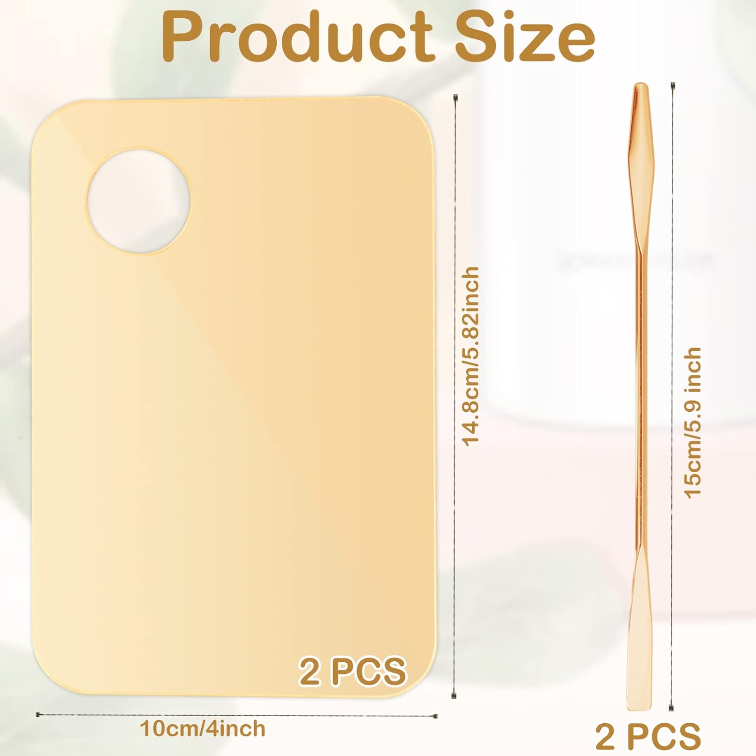 2Pcs Acrylic Makeup Mixing Palette with 2 Pcs Makeup Spatula, Gold Foundation Mixing Tray Cosmetic Palette Mixer for Foundation, Eyeshadow, Lipsticks, Nail Art - Image 7