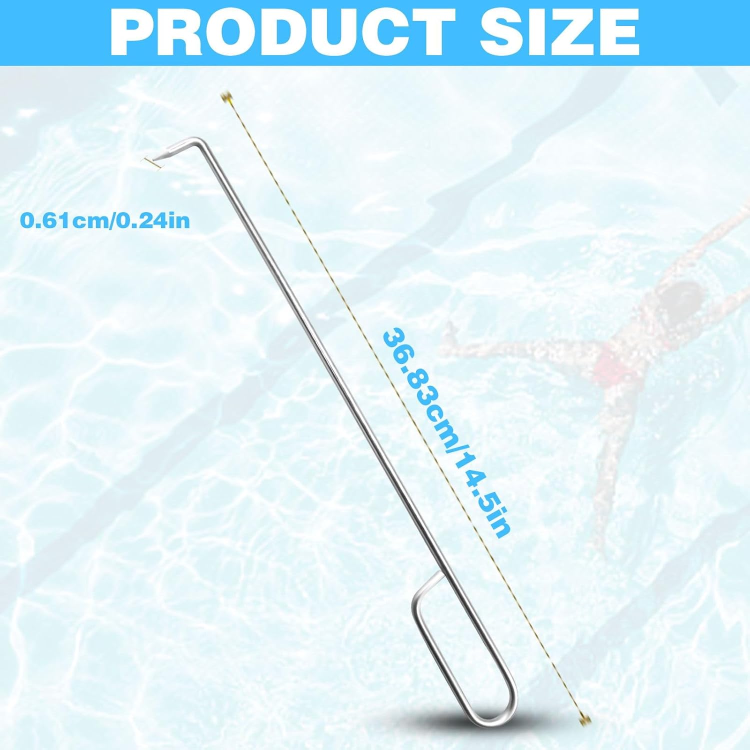 Pool Skimmer Basket Hook Tool, Stainless Steel Pool Skimmer Hook Extended Knee Protection Skimmer Basket Handle for Cleaning Swimming Pool Debris Skimmer Hook, Keep Your Hand Safe Skimmer Basket Hook - Image 2
