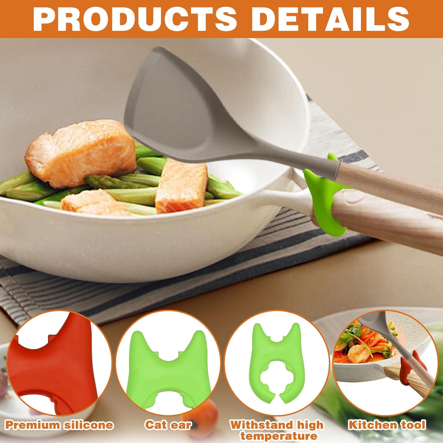 2pcs Silicone Pot Holders, Adjustable Kitchen Silicone Spoon Rest Suitable for Placing Spoons and Spatulas After Cooking in a Steamer Utensil Rest, Anti-Slip Spatula Pot Spoon Holder (Green/Red) - Image 3