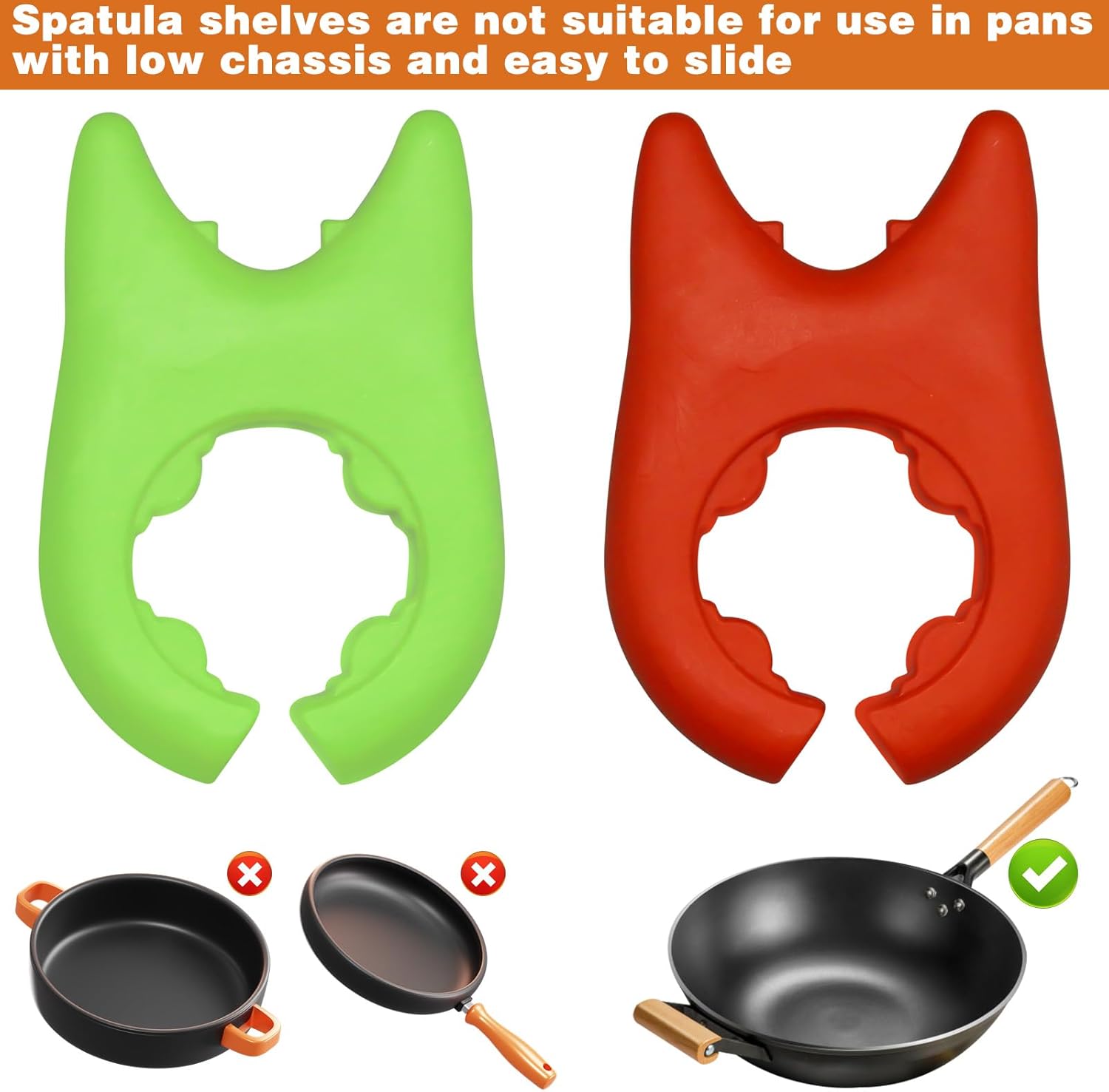 2pcs Silicone Pot Holders, Adjustable Kitchen Silicone Spoon Rest Suitable for Placing Spoons and Spatulas After Cooking in a Steamer Utensil Rest, Anti-Slip Spatula Pot Spoon Holder (Green/Red) - Image 5