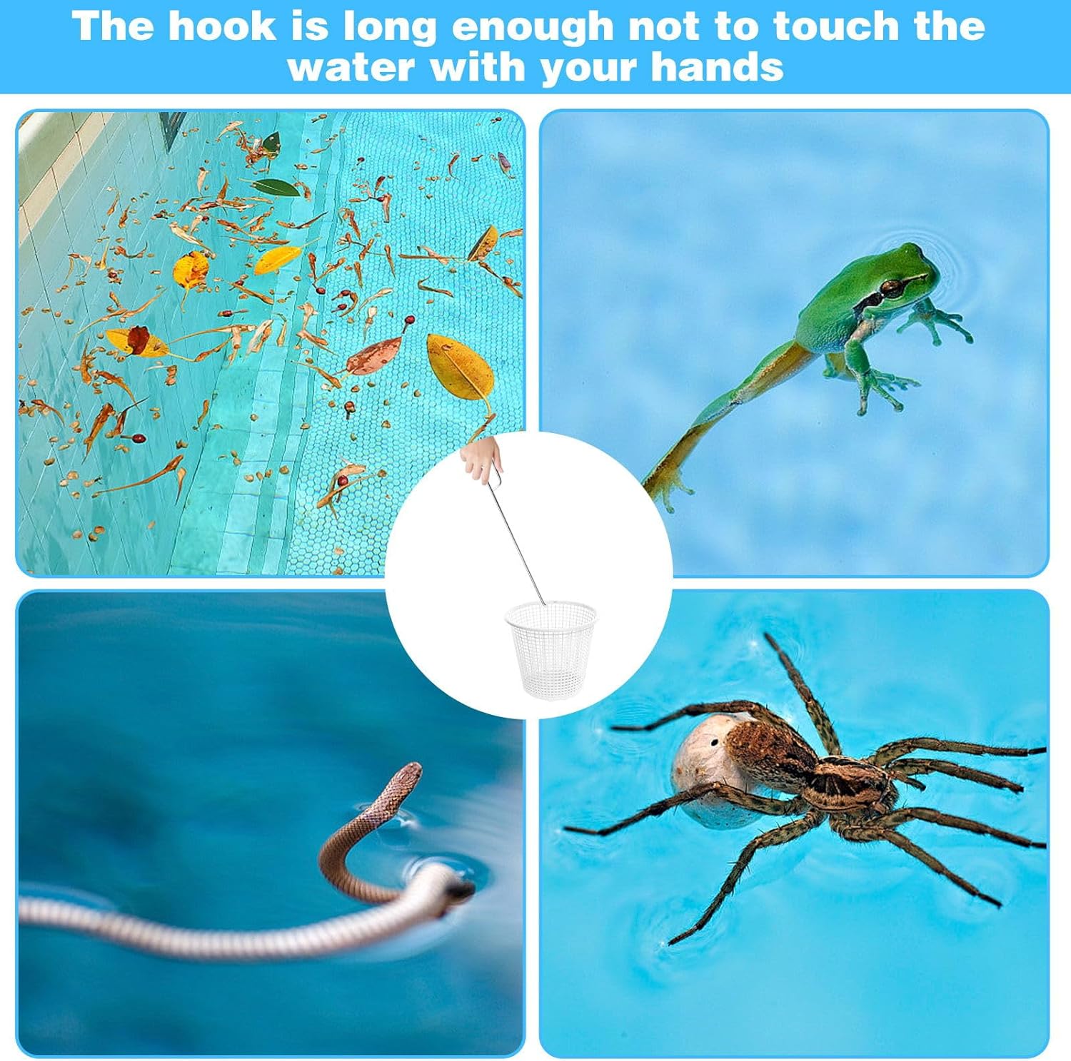 2Pcs Pool Skimmer Hook, Stainless Steel Skimmer Basket Handle Extended Knee Protection Pool Skimmer Basket Hook Tool for Cleaning Swimming Pool Debris Skimmer Basket Hook, Protect Hands Skimmer Hook - Image 7