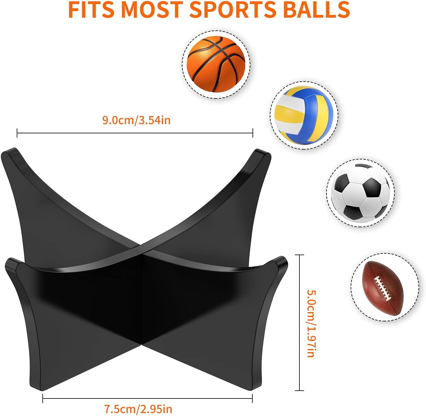 Acrylic Ball Stand Holder - Display Stand for Football, Basketball, Soccer, Volleyball, Rugby & More - Trophy & Memorabilia Showcase - Image 3