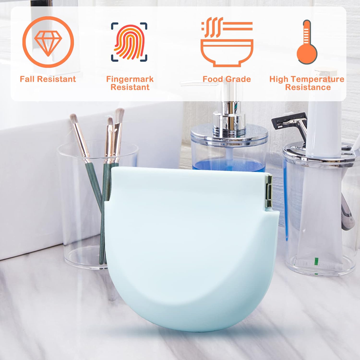 Silicone Retainer Case, Denture Case Retainer Holder with Vent Holes, Portable Retainer Cleaner Case for Women Men Kids Boys Girls, Mouth Guard Aligner Case Dental Retainer Container Case (Light Blue) - Image 4