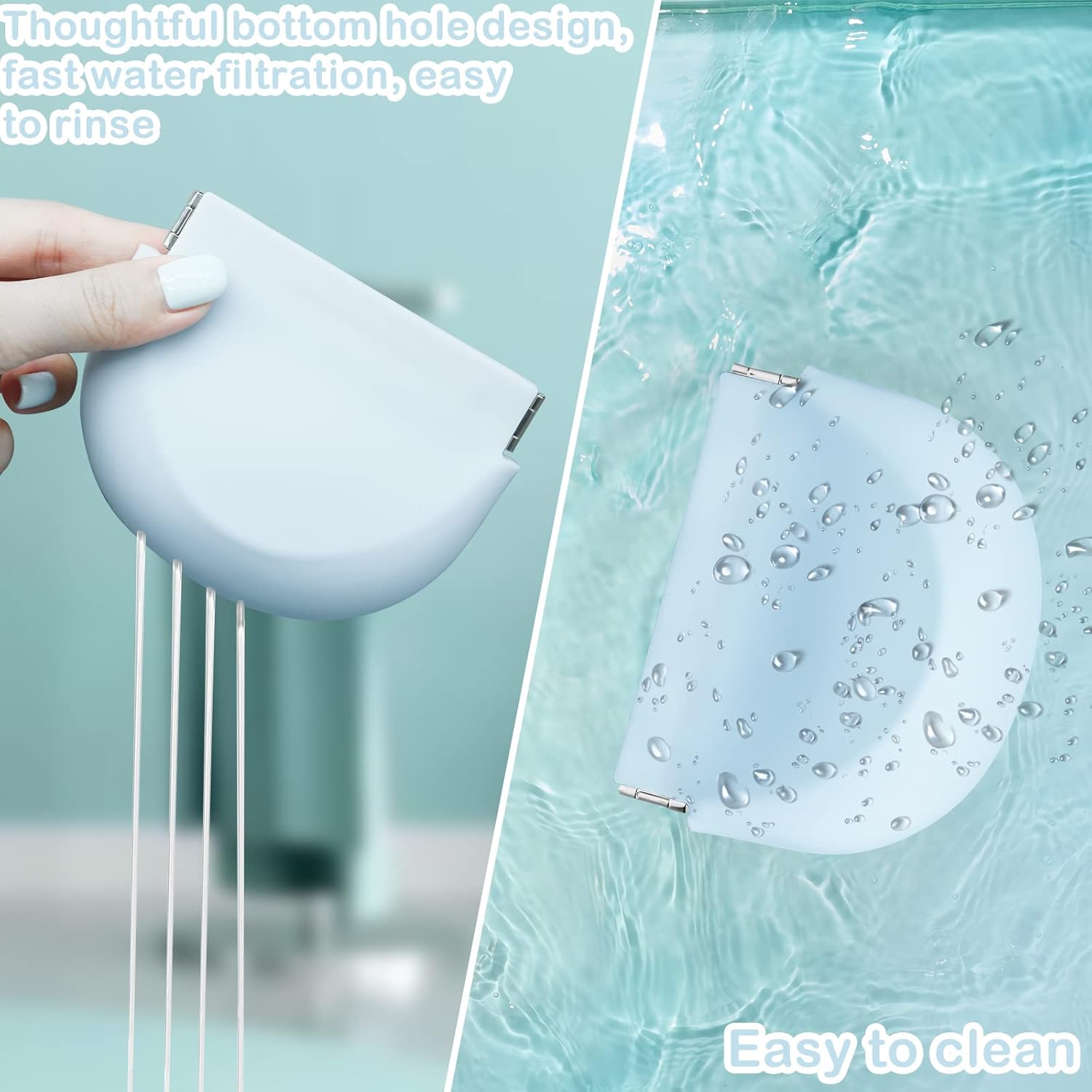 Silicone Retainer Case, Denture Case Retainer Holder with Vent Holes, Portable Retainer Cleaner Case for Women Men Kids Boys Girls, Mouth Guard Aligner Case Dental Retainer Container Case (Light Blue) - Image 5