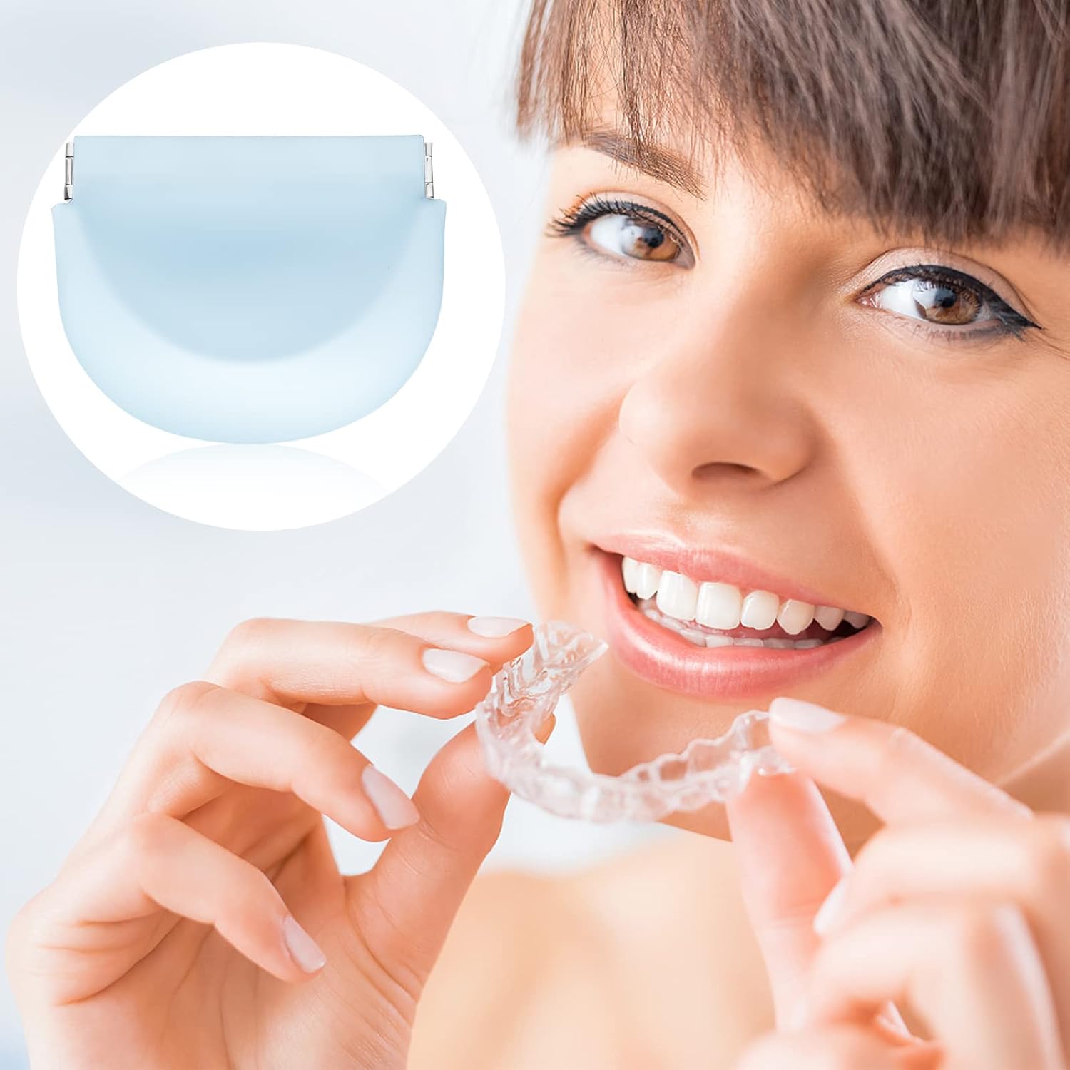 Silicone Retainer Case, Denture Case Retainer Holder with Vent Holes, Portable Retainer Cleaner Case for Women Men Kids Boys Girls, Mouth Guard Aligner Case Dental Retainer Container Case (Light Blue) - Image 7