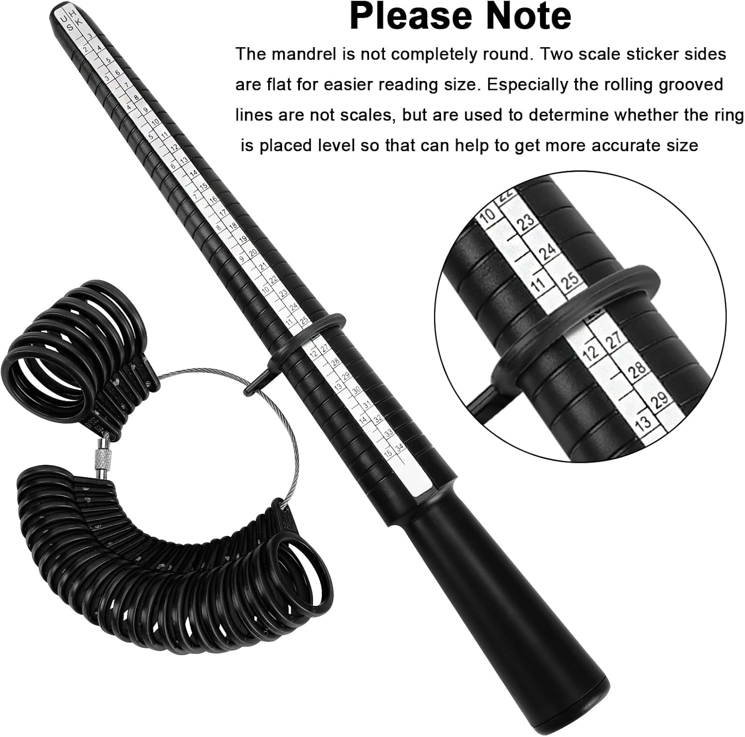 Ring Size Measuring Tool Includes Plastic Ring Sizer Mandrel Stick, Finger Sizing Ring Guage Measurer and 2 Pcs Finger Measure Tape for Women Men Jewelry Making - Image 3
