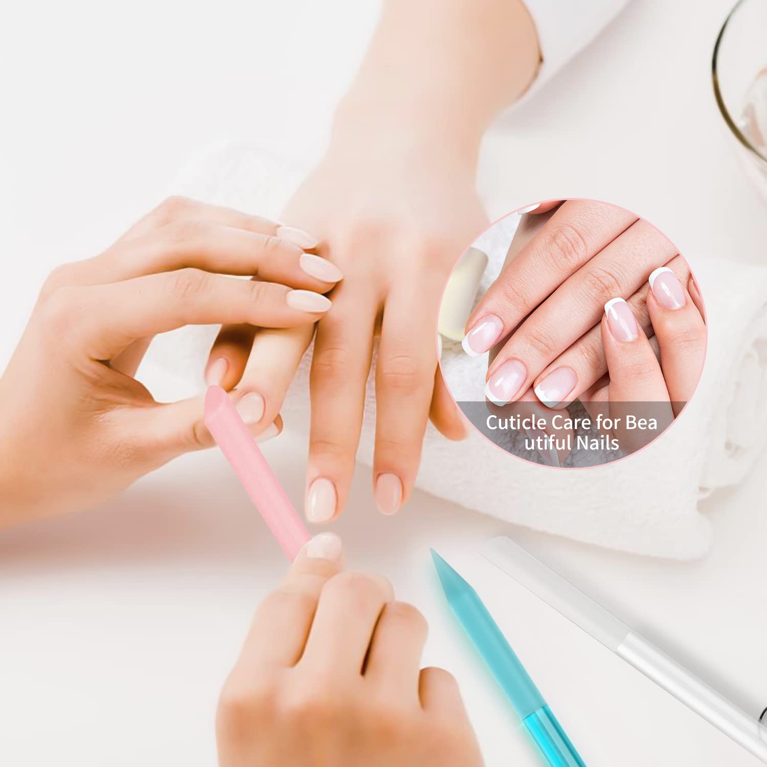 3 Pcs Glass Cuticle Pusher Nail File Cuticle Manicure Stick Remover Cuticle Tool Set Double Sided Crystal Glass with Grit Cuticle Care Stick for Women Girls Nail Salons Homes(Pink,Blue,Transparent) - Image 4
