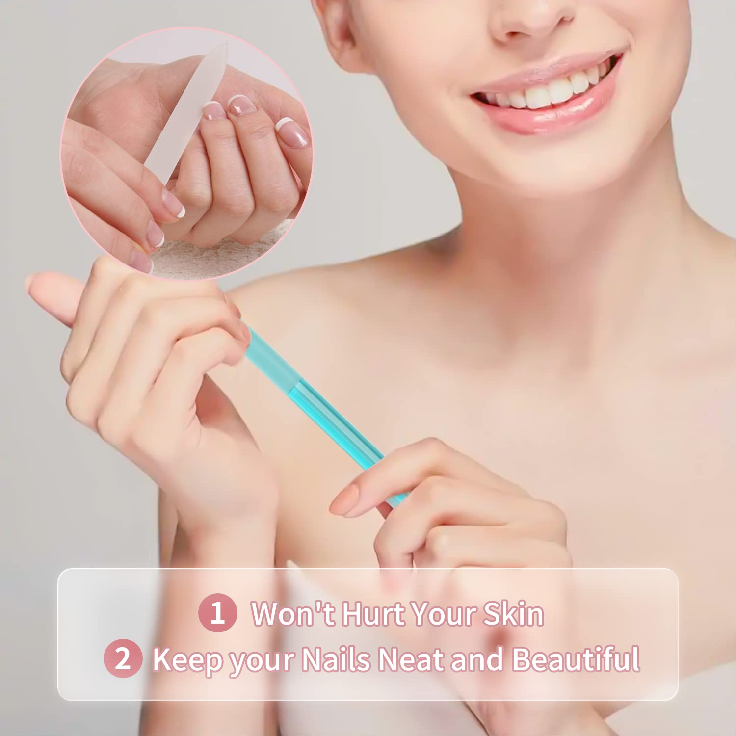 3 Pcs Glass Cuticle Pusher Nail File Cuticle Manicure Stick Remover Cuticle Tool Set Double Sided Crystal Glass with Grit Cuticle Care Stick for Women Girls Nail Salons Homes(Pink,Blue,Transparent) - Image 5