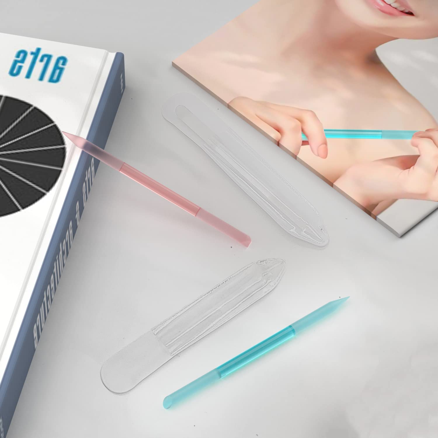 3 Pcs Glass Cuticle Pusher Nail File Cuticle Manicure Stick Remover Cuticle Tool Set Double Sided Crystal Glass with Grit Cuticle Care Stick for Women Girls Nail Salons Homes(Pink,Blue,Transparent) - Image 8