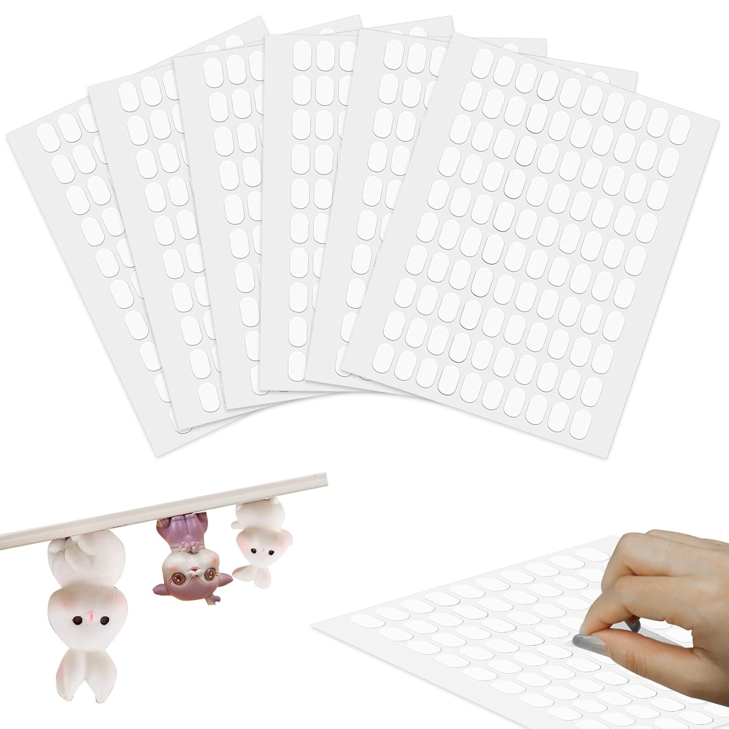600Pcs Double Sided Dots Glue, Clear Sticky Tack Putty Removable, Sticky Gel Dots Tacky Putty Crafts Mounting Putty, No Trace Poster Putty Sticky Tack for Wall Hanging (0.51 X 0.31 Inches) - Image 1