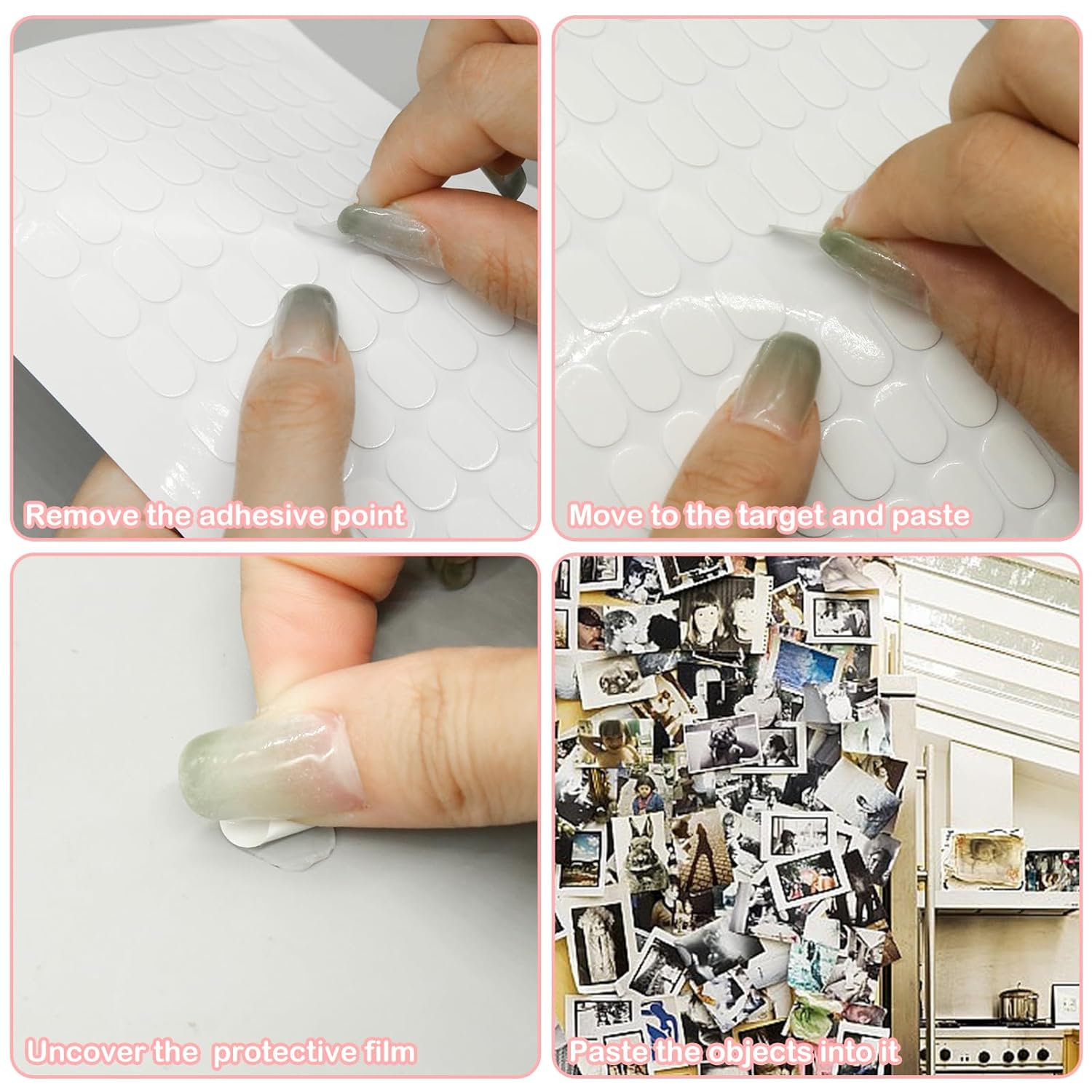 600Pcs Double Sided Dots Glue, Clear Sticky Tack Putty Removable, Sticky Gel Dots Tacky Putty Crafts Mounting Putty, No Trace Poster Putty Sticky Tack for Wall Hanging (0.51 X 0.31 Inches) - Image 6