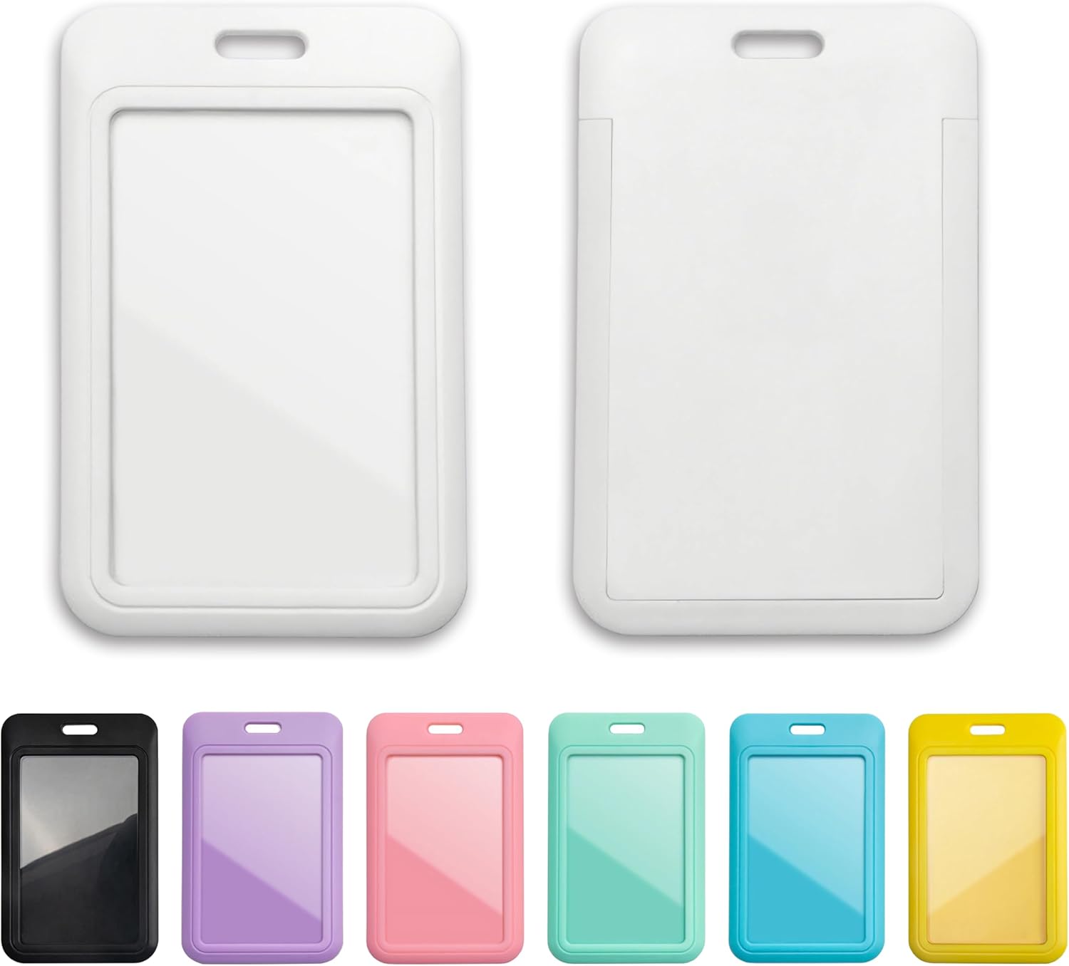 1 Pcs Sliding ID Badge Holder with Clear Window White ID Card Protector Pouch for Office School ID Credit Cards Proximity Key Cards Driver’s Licenses and Passes - Image 1