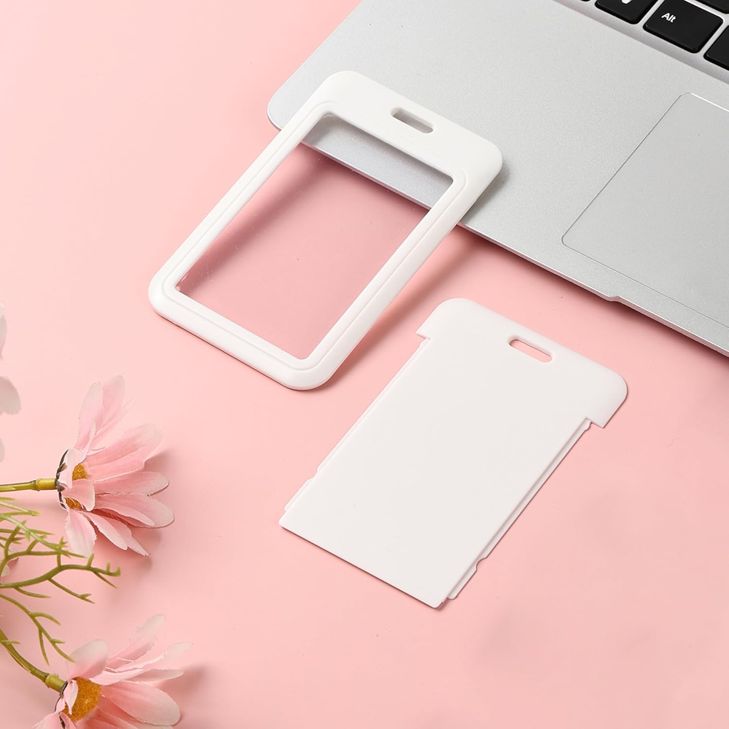 1 Pcs Sliding ID Badge Holder with Clear Window White ID Card Protector Pouch for Office School ID Credit Cards Proximity Key Cards Driver’s Licenses and Passes - Image 4