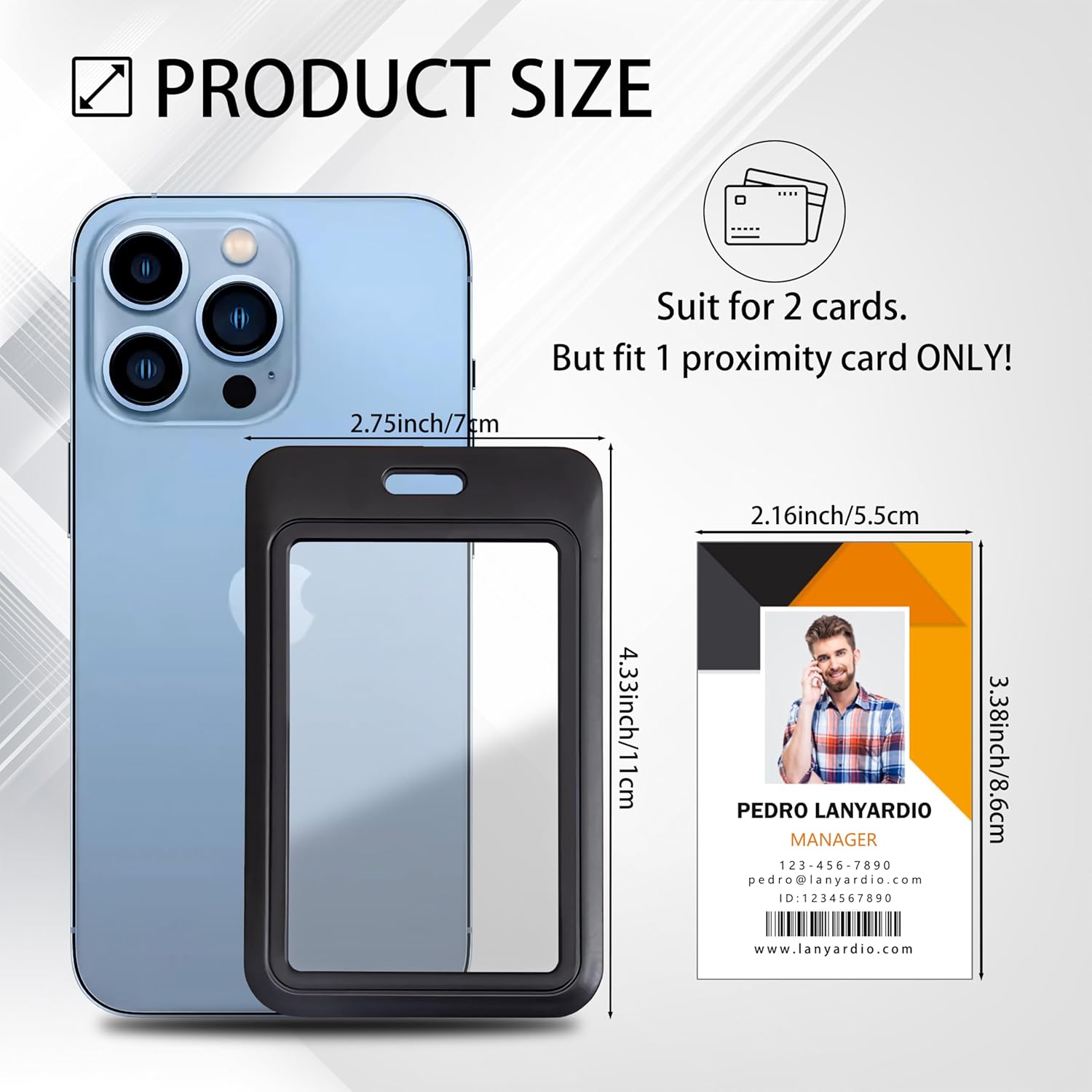 1 Pack Sliding Vertical ID Badge Holder Hard Black Plastic Card Case Protector Pouch with Sided Clear Window for Office School ID Credit Cards and Proximity Key Cards - Image 2
