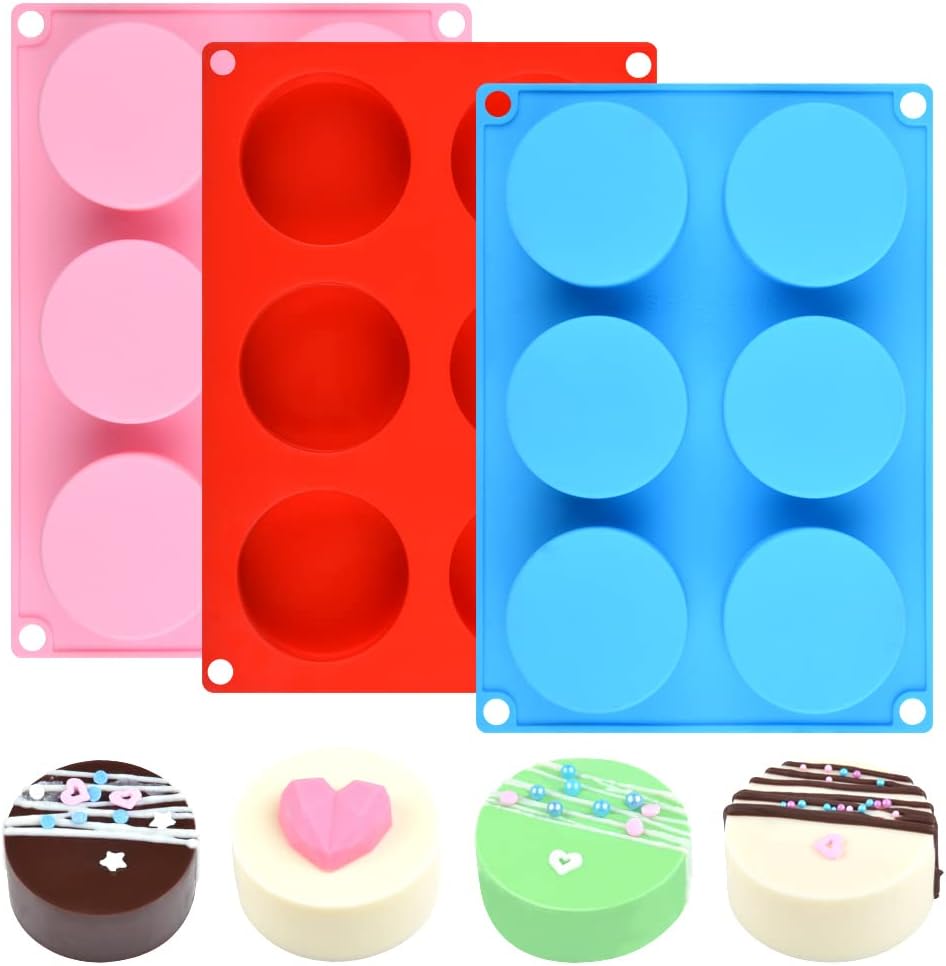 Cake Puck Molds, Silicone Cookie Molds Round Cylinder for Chocolate Covered Cake Pucks, Cookie Pucks Easy to Release (3, Multi) - Image 3