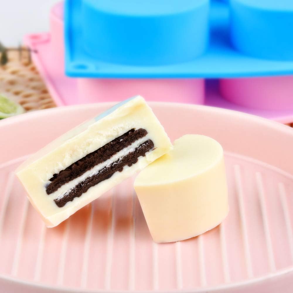 Cake Puck Molds, Silicone Cookie Molds Round Cylinder for Chocolate Covered Cake Pucks, Cookie Pucks Easy to Release (3, Multi) - Image 4