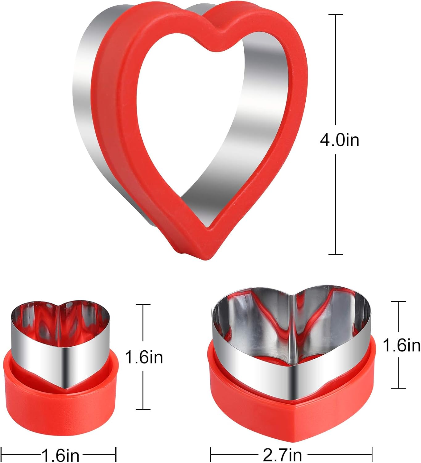 Love Heart Shape Cookie Cutters, Baking Vegetable Shape Cutters, Mini & Medium & Large Shaped Cutters,The Valentine’s Day Cutters with Red Color Biscuit Molds Fondant Cake - Image 7