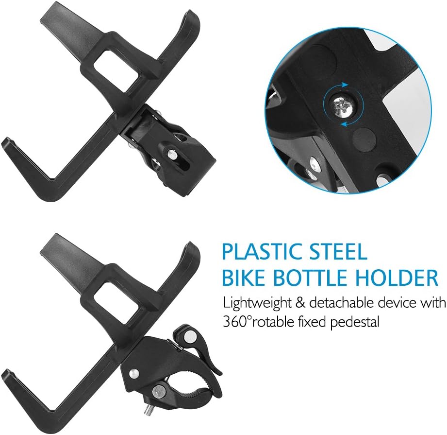 Bike Water Bottle Holders No Screws, Universal Bike Cup Holder, 360 Degree Rotatable Bike Water Bottle Cage, Water Bottle Holders for Kids Bike Adult Bike, Black - Image 2