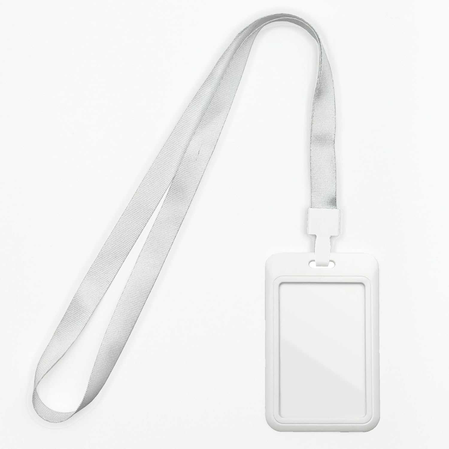 ID Badge Holder with Lanyard White Lanyards with Clear Window ID Card Holder for Office School Credit Cards Proximity Key Cards Driver’s Licenses and Passes - Image 1