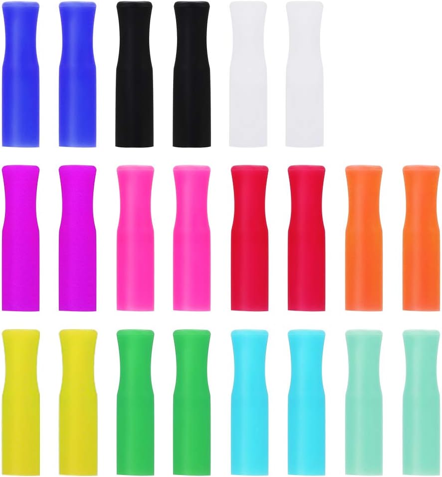 22Pcs Reusable Straws Tips, Silicone Straw Tips, Multi-color Food Grade Straw Tip Covers Only Fit for 1/4 Inch Wide(6MM Out diameter) Stainless Steel Straws by - Image 1