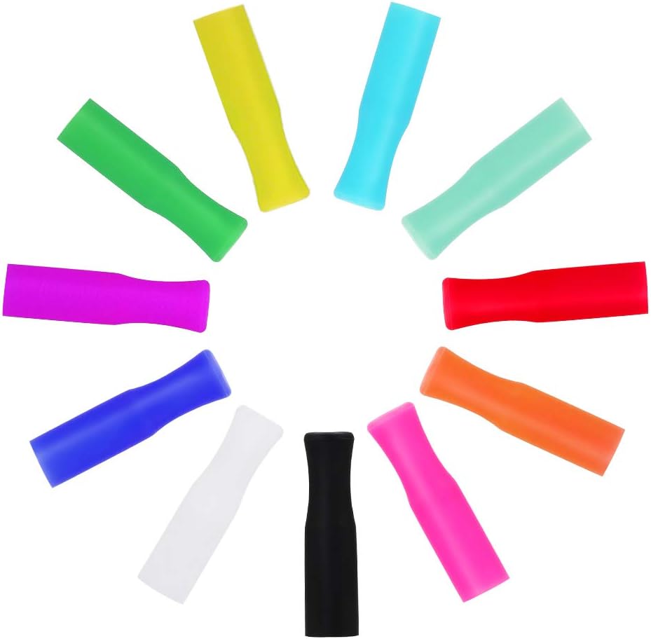 22Pcs Reusable Straws Tips, Silicone Straw Tips, Multi-color Food Grade Straw Tip Covers Only Fit for 1/4 Inch Wide(6MM Out diameter) Stainless Steel Straws by - Image 3