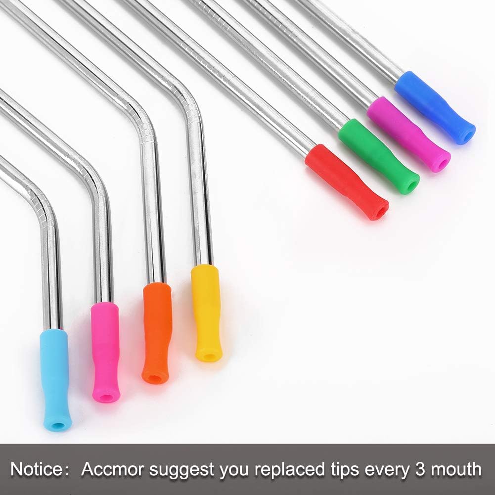 22Pcs Reusable Straws Tips, Silicone Straw Tips, Multi-color Food Grade Straw Tip Covers Only Fit for 1/4 Inch Wide(6MM Out diameter) Stainless Steel Straws by - Image 4