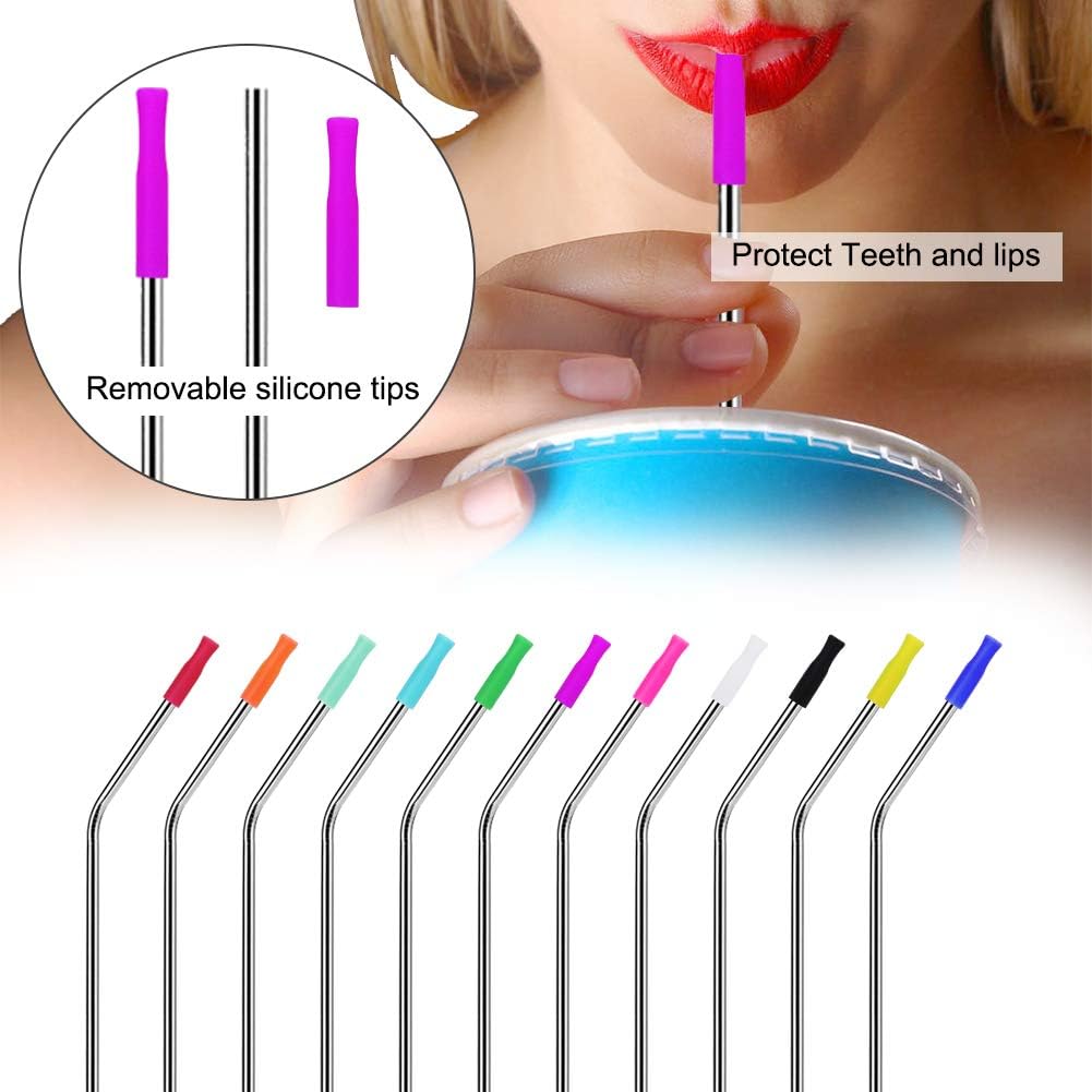 22Pcs Reusable Straws Tips, Silicone Straw Tips, Multi-color Food Grade Straw Tip Covers Only Fit for 1/4 Inch Wide(6MM Out diameter) Stainless Steel Straws by - Image 5