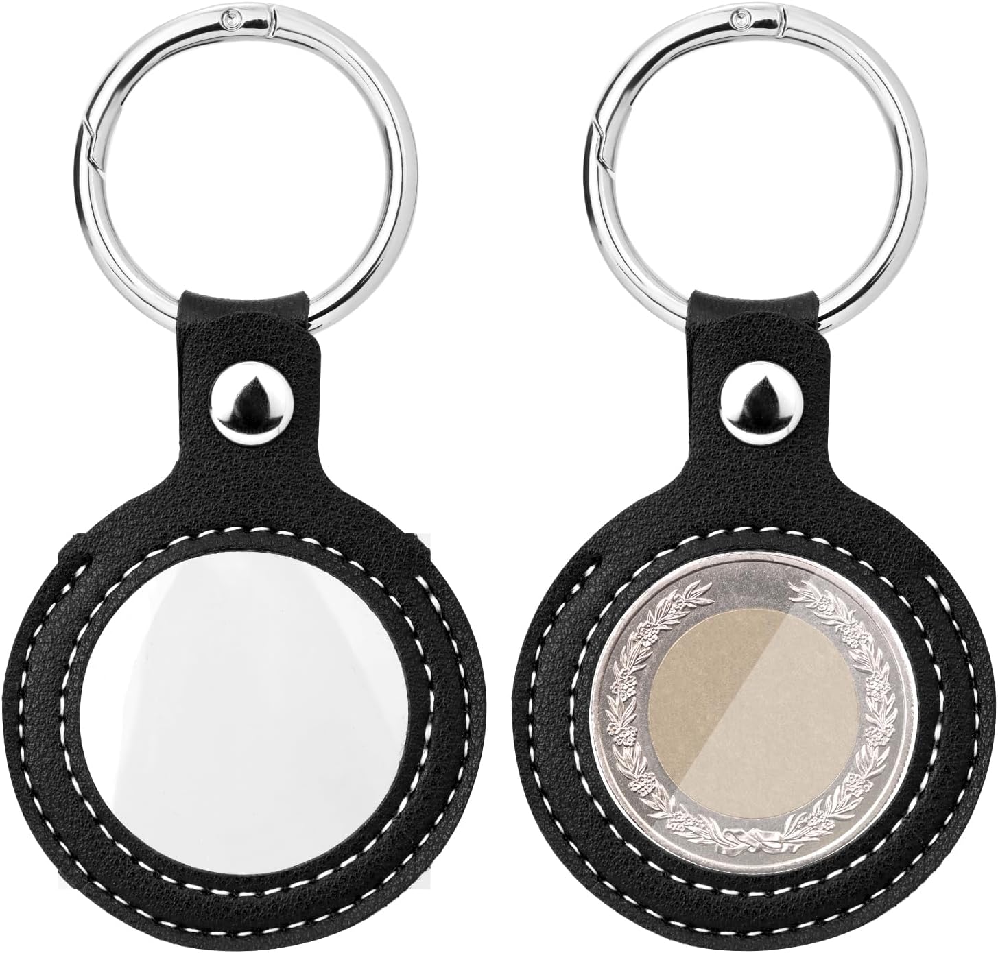 Coin Holder Keychain, 2 Pack Double-Sided Transparent Coin Display Case for AA Medallions, Challenge Coins, and Recovery Chips - Coin Collection Holder - Image 1